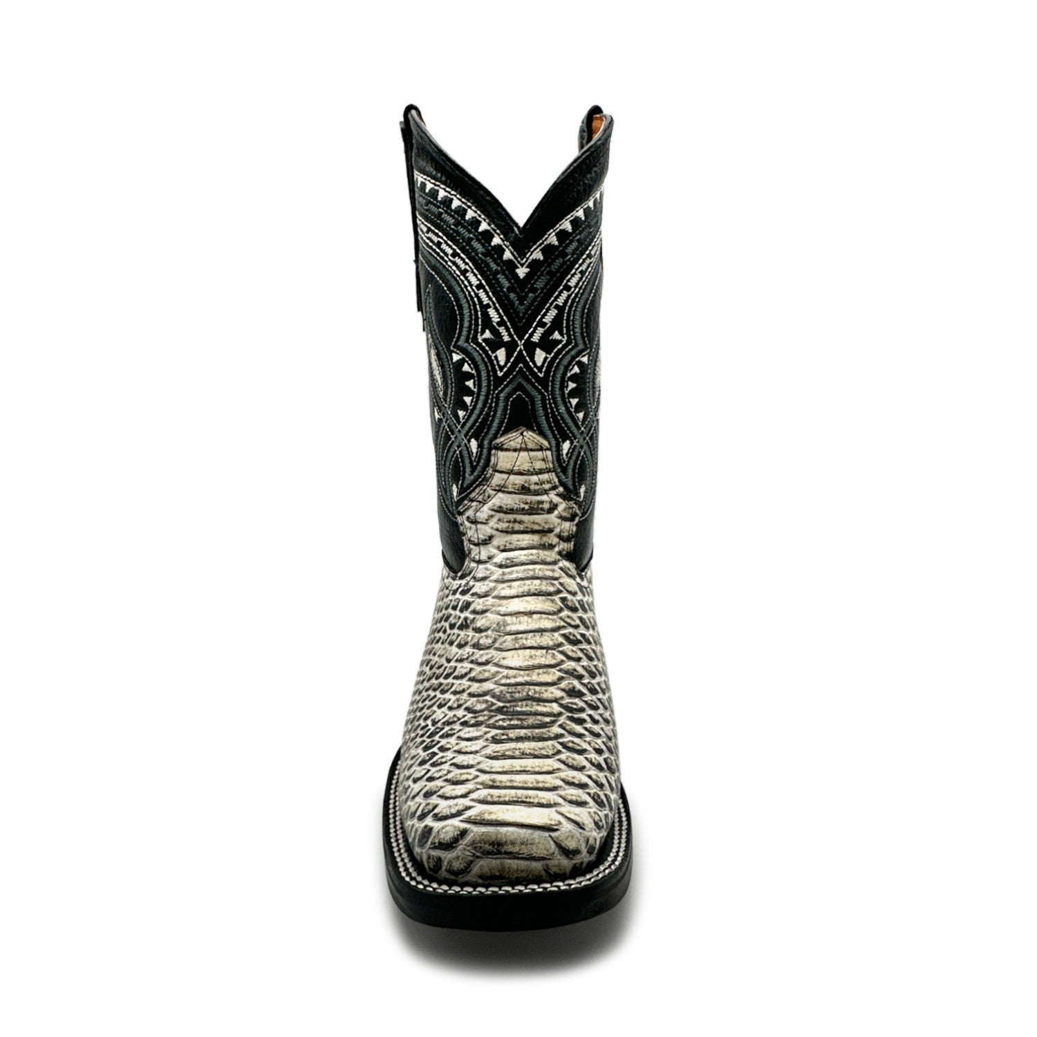 Men's Exotic Snakeskin Square Toe Phyton Print Genuine Leather Western Boots