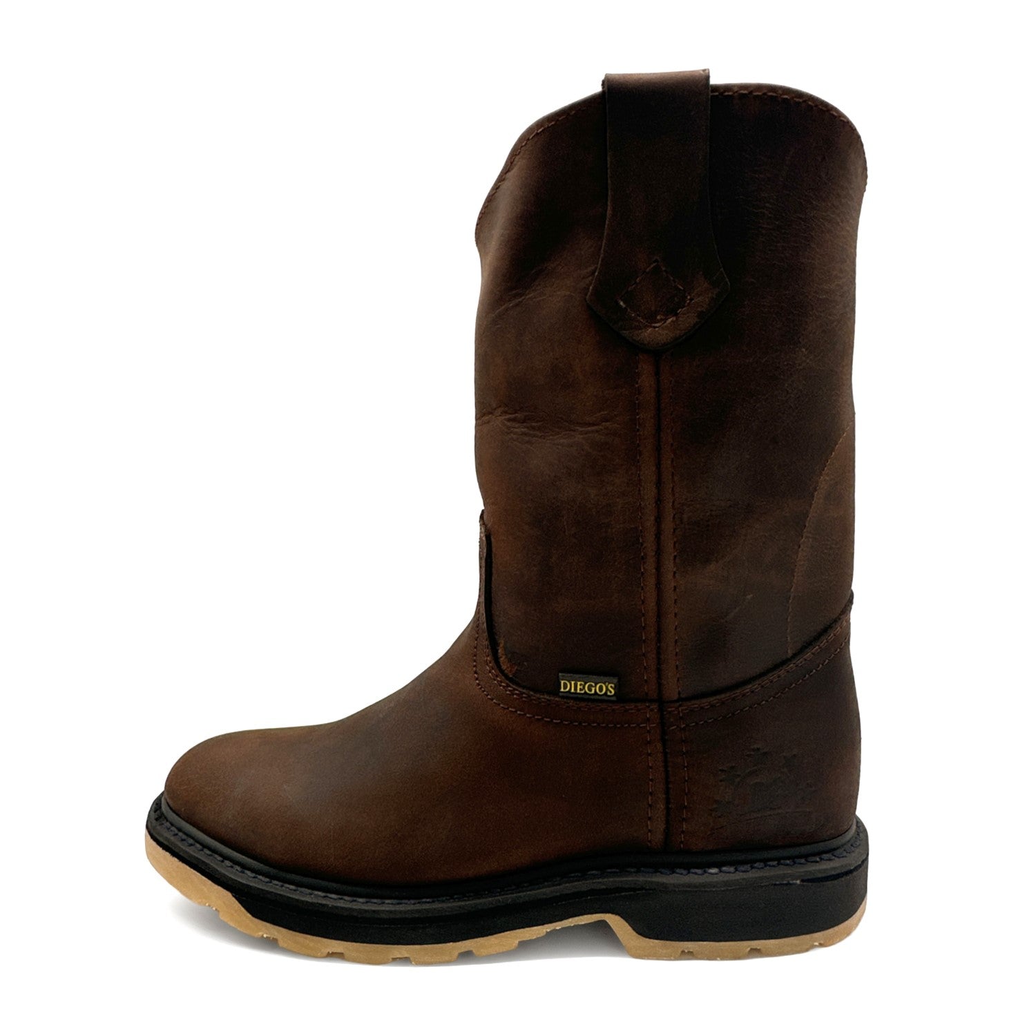 Men's Pull On Leather Mid-Calf Soft Toe Work Boot