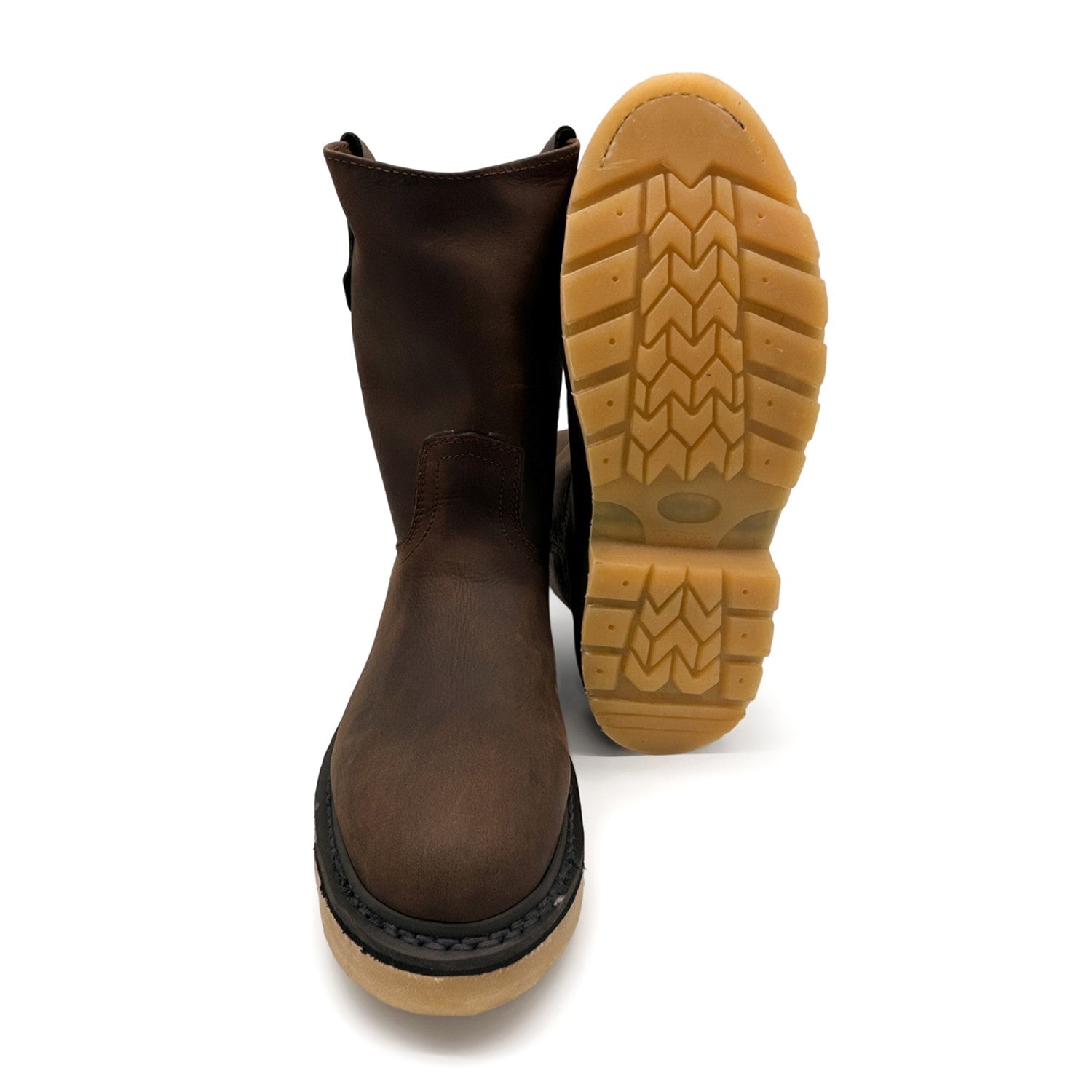 Men's Pull On Leather Mid-Calf Soft Toe Work Boot