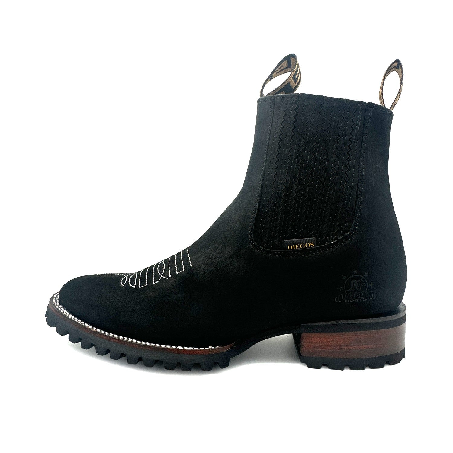 Men's Leather Square Toe Western Ankle Work Boot