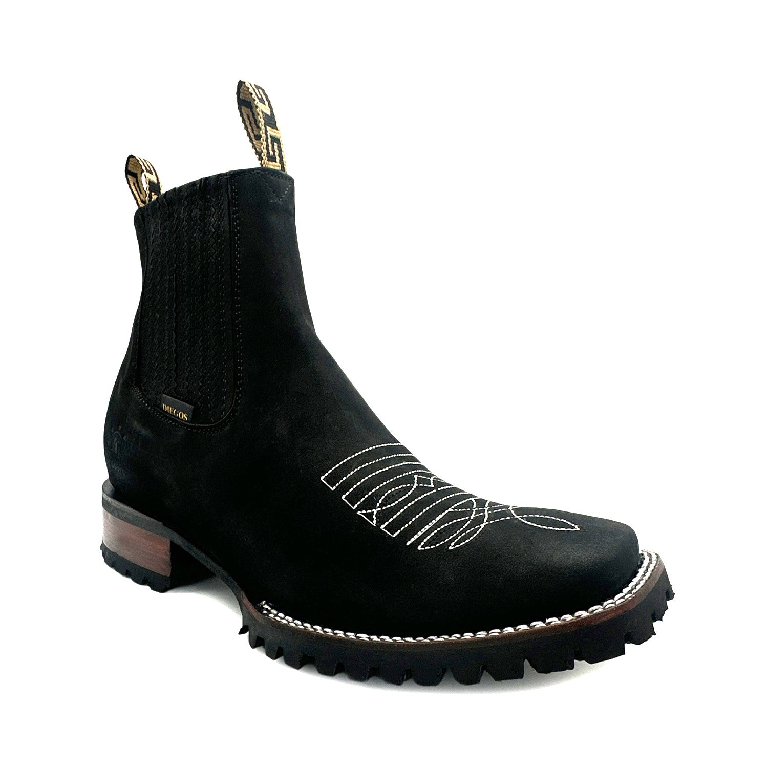 Men's Leather Square Toe Western Ankle Boot