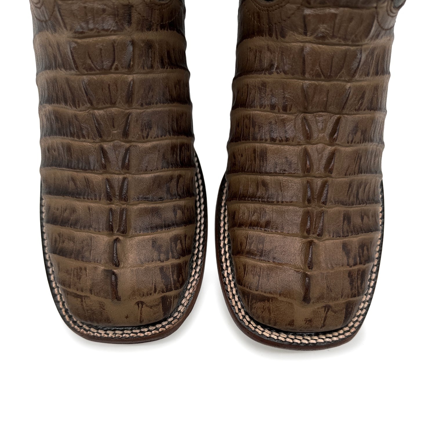 Men's Leather Alligator Tail Print Square Toe Western Cowboy Boot