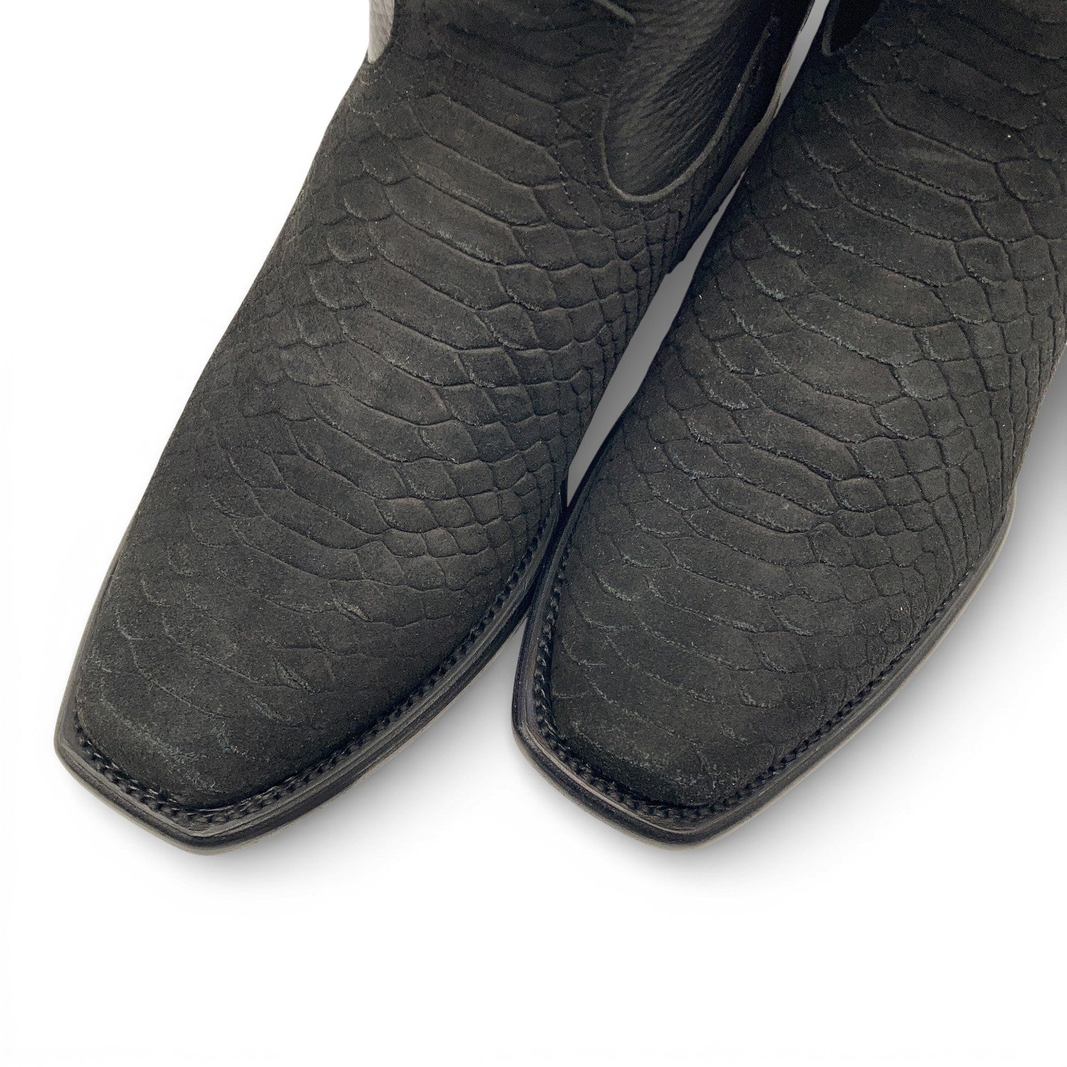 Men’s Python Print Leather Cowboy Boot with a Full Side Zipper, Dubai Square Toe