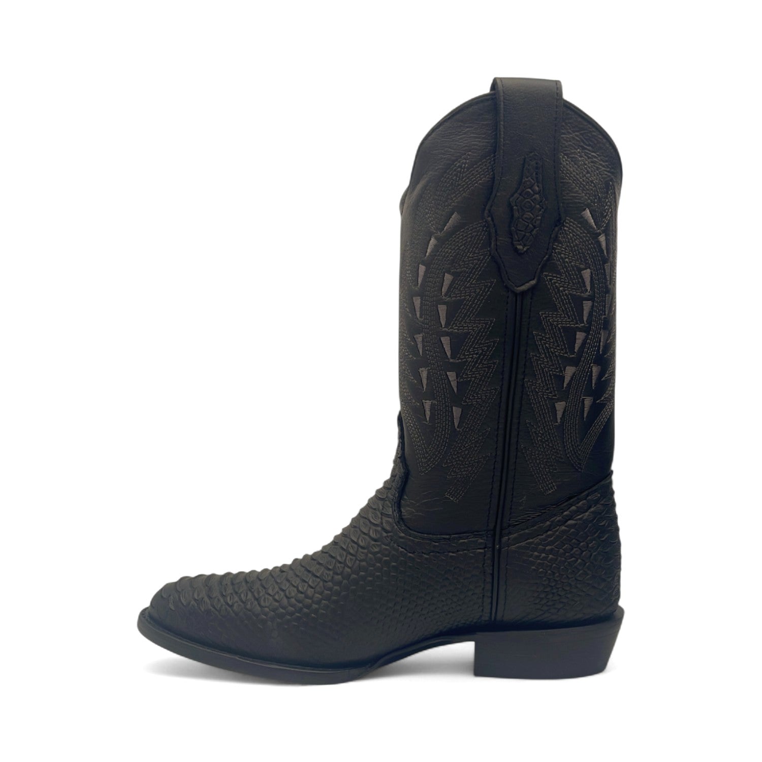Men’s Leather Embossed Python Print J Toe Western Boot