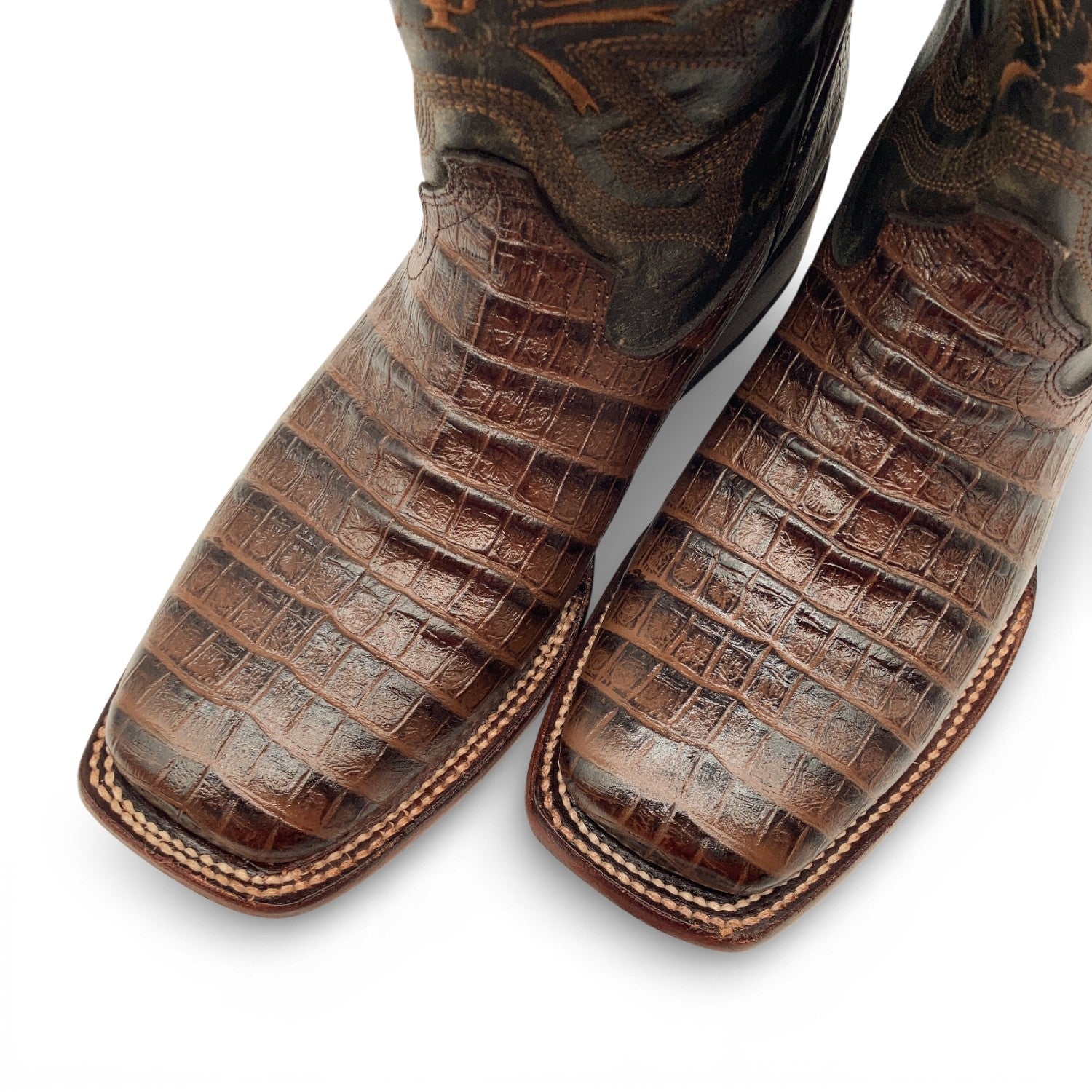 Men's Leather Crocodile Print Midcalf Square Toe Western Cowboy Boot