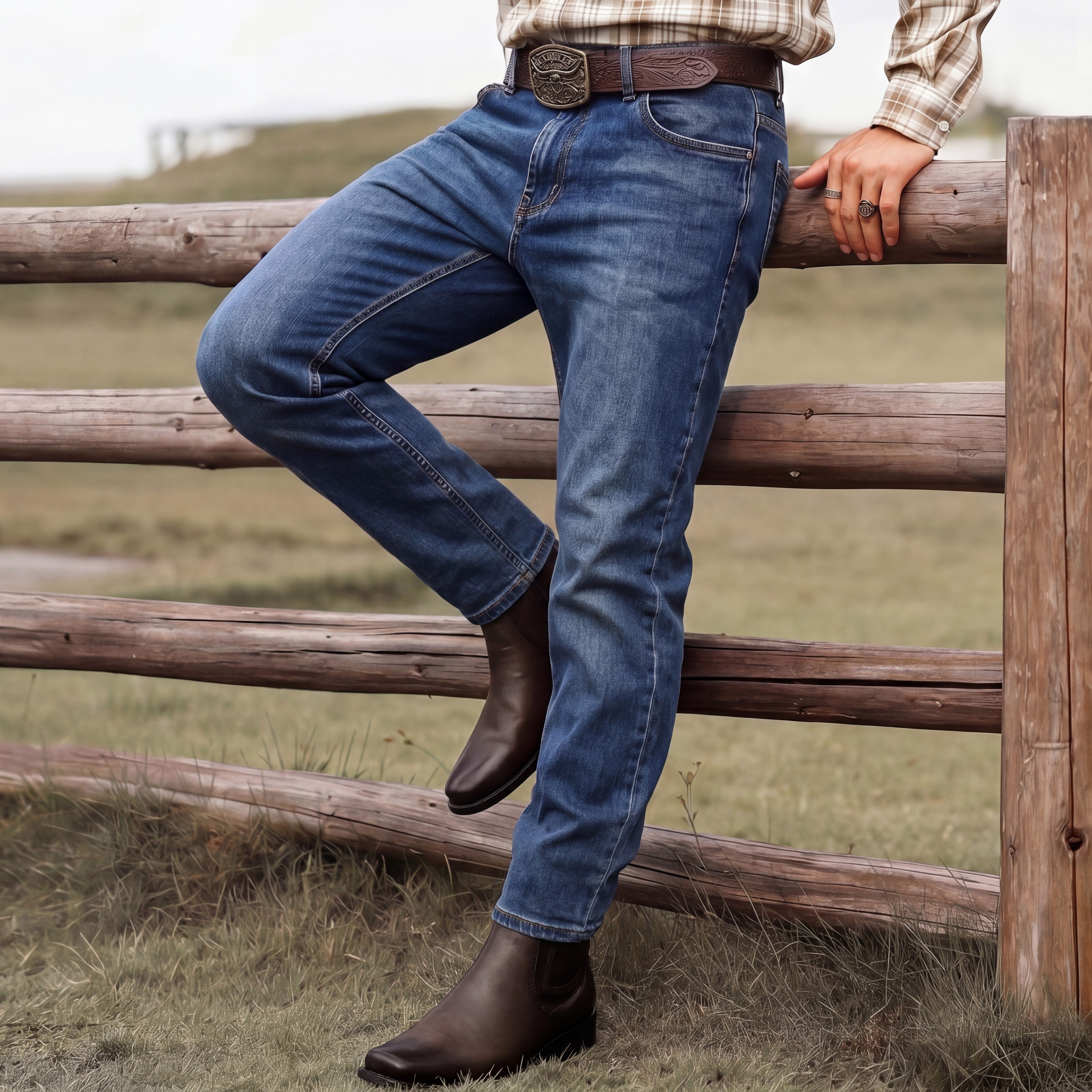 Men's Genuine Leather Ankle High Western Boot Side Zipper Square Toe Dress Cowboy Boot
