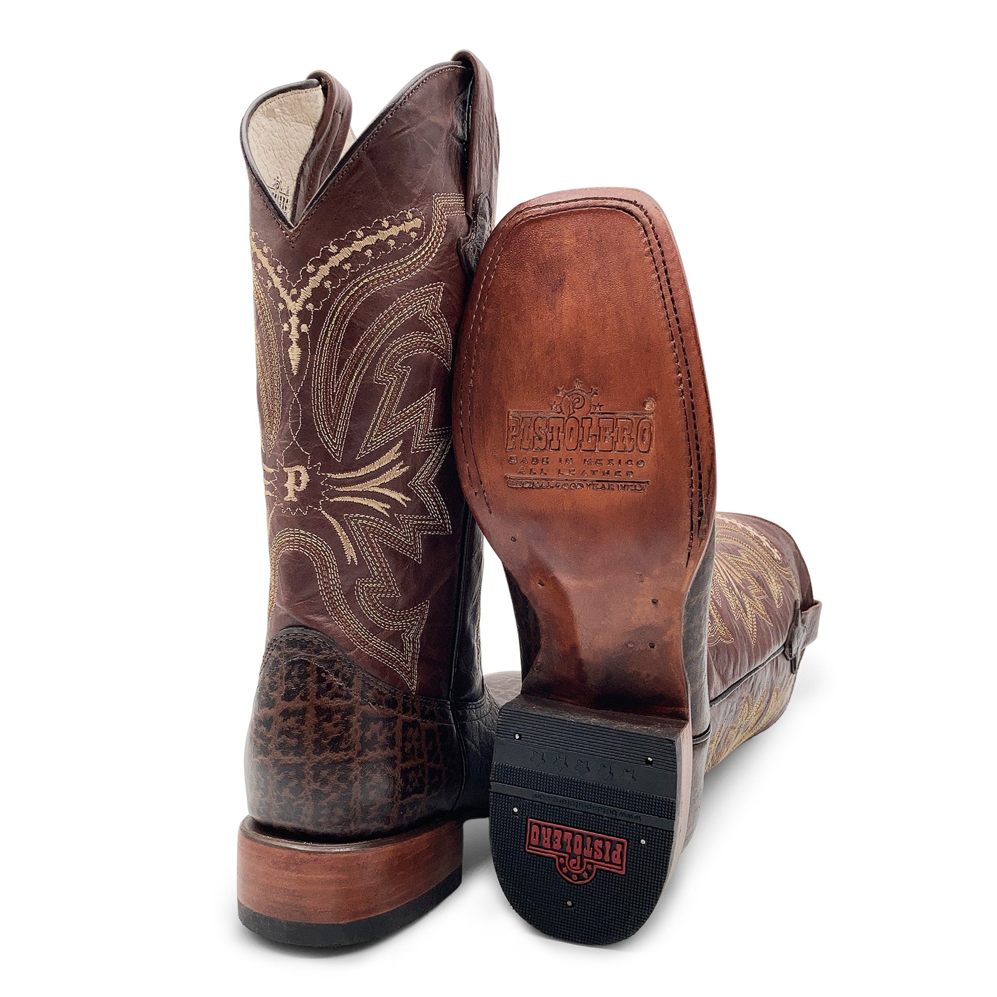 Men’s Elephant Print Western Cowboy Boots Square Toe