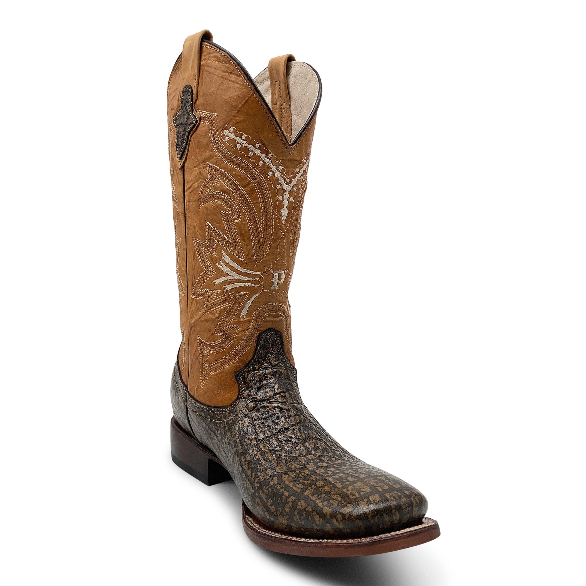 Men’s Elephant Print Western Cowboy Boots Square Toe