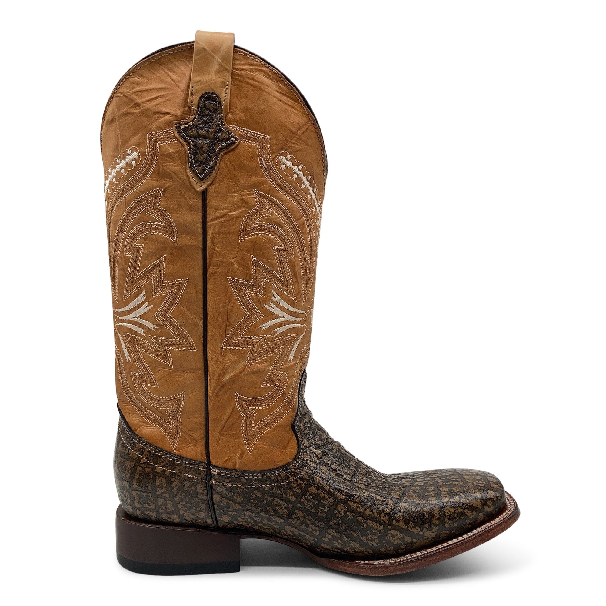Men’s Elephant Print Western Cowboy Boots Square Toe