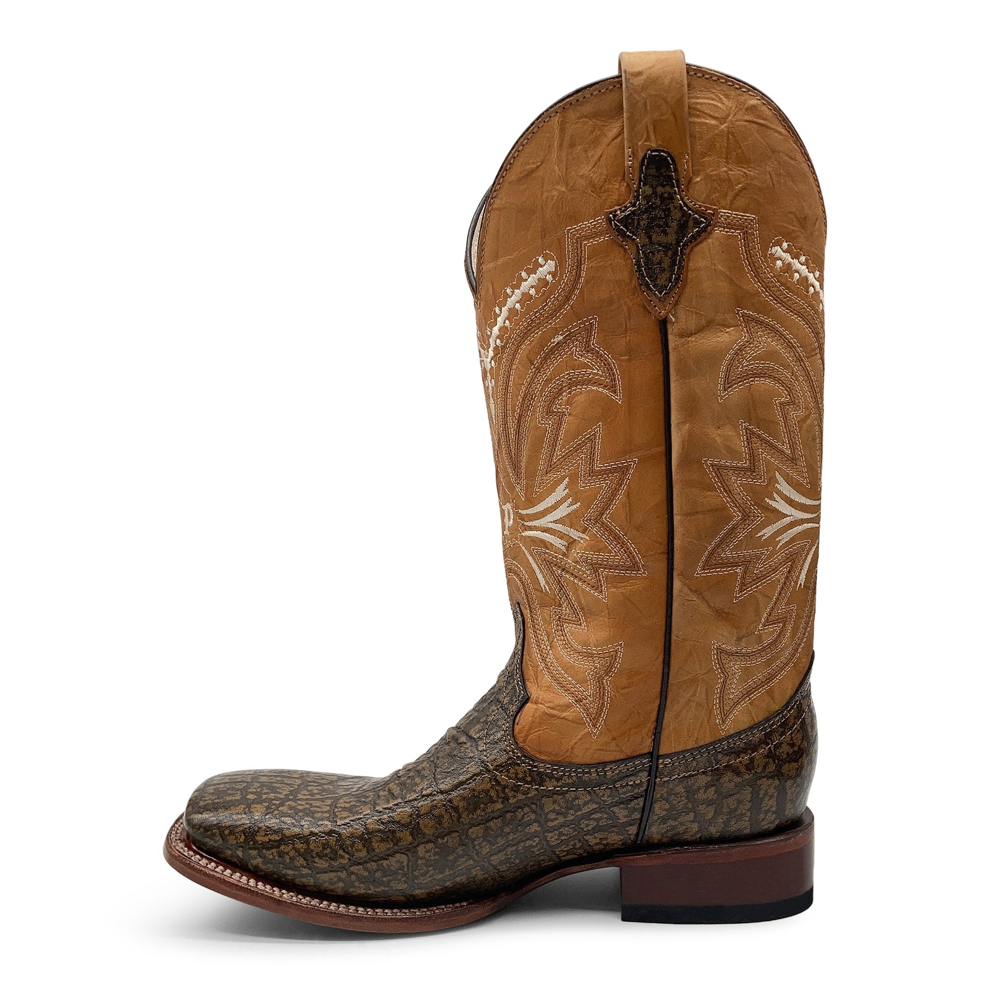 Men’s Elephant Print Western Cowboy Boots Square Toe