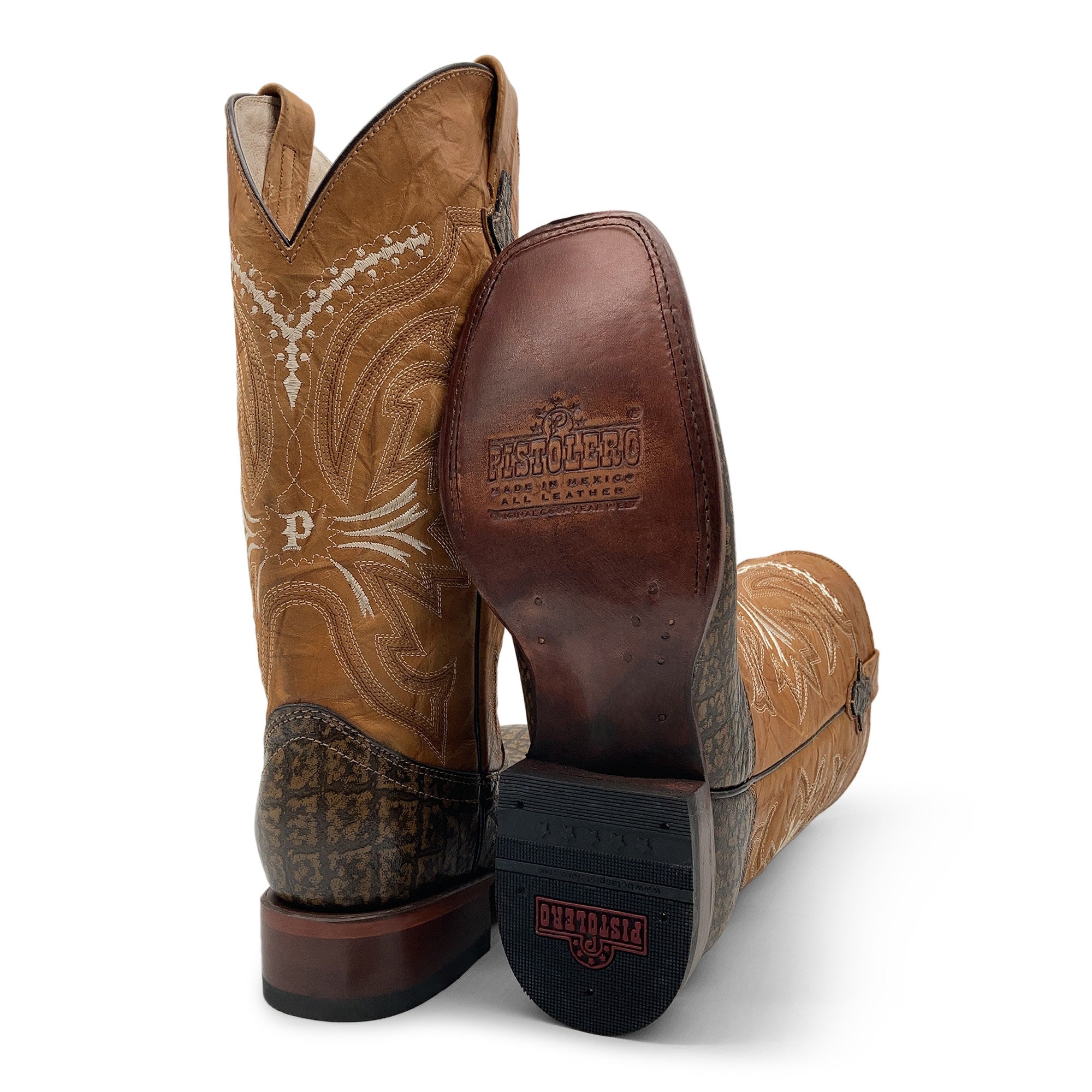 Men’s Elephant Print Western Cowboy Boots Square Toe