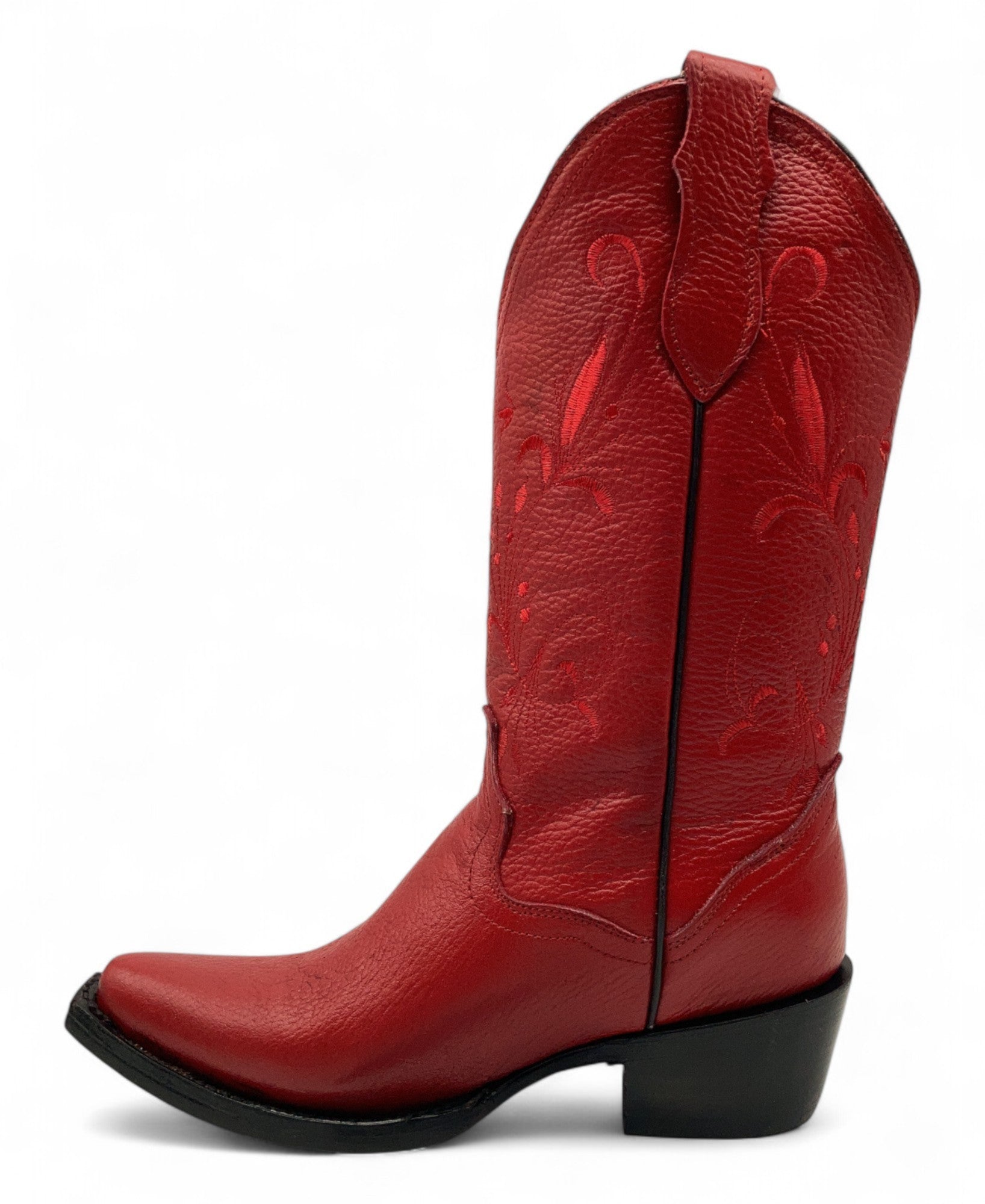 Women’s Genuine Leather Pointed Toe Mid-Calf Western Boots