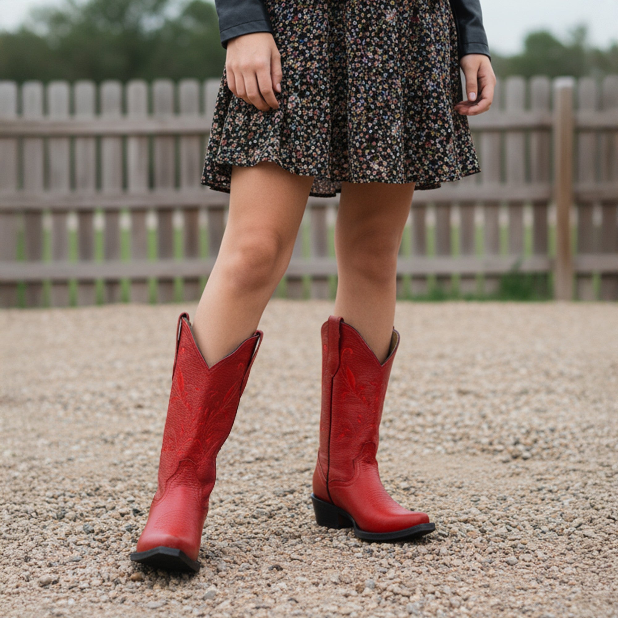 Women’s Genuine Leather Pointed Toe Mid-Calf Western Boots