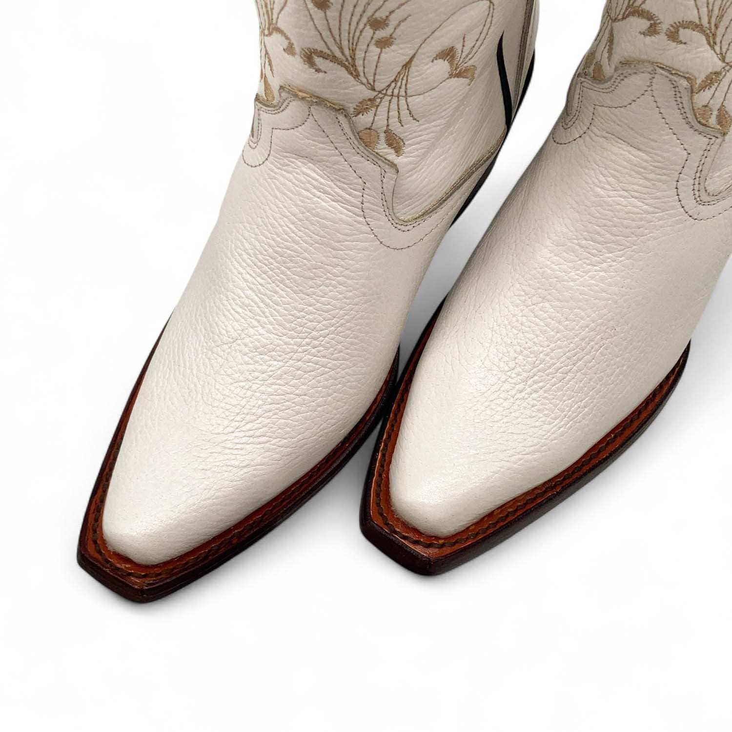 Women’s Genuine Leather Pointed Toe Mid-Calf Western Boots