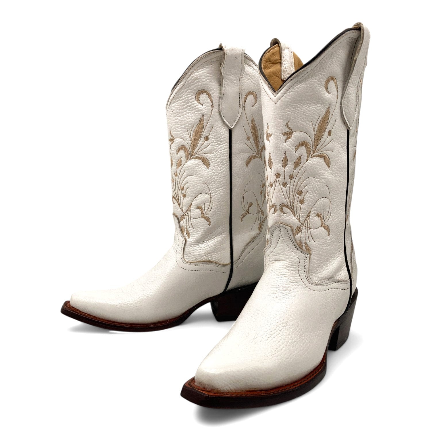 Women’s Genuine Leather Pointed Toe Mid-Calf Western Boots