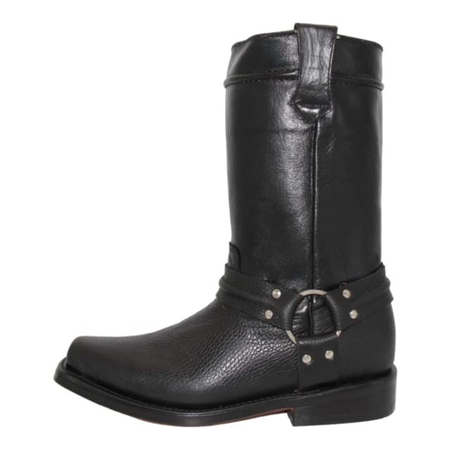 Men's Genuine Leather Harness Motorcycle Biker Boot