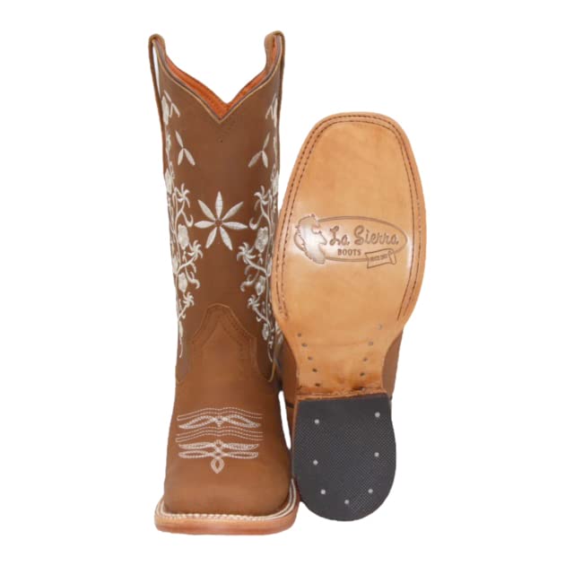 Women’s Cowgirl Cowboy Boot Floral Embroidered Square Toe Mid-Calf Western Boot