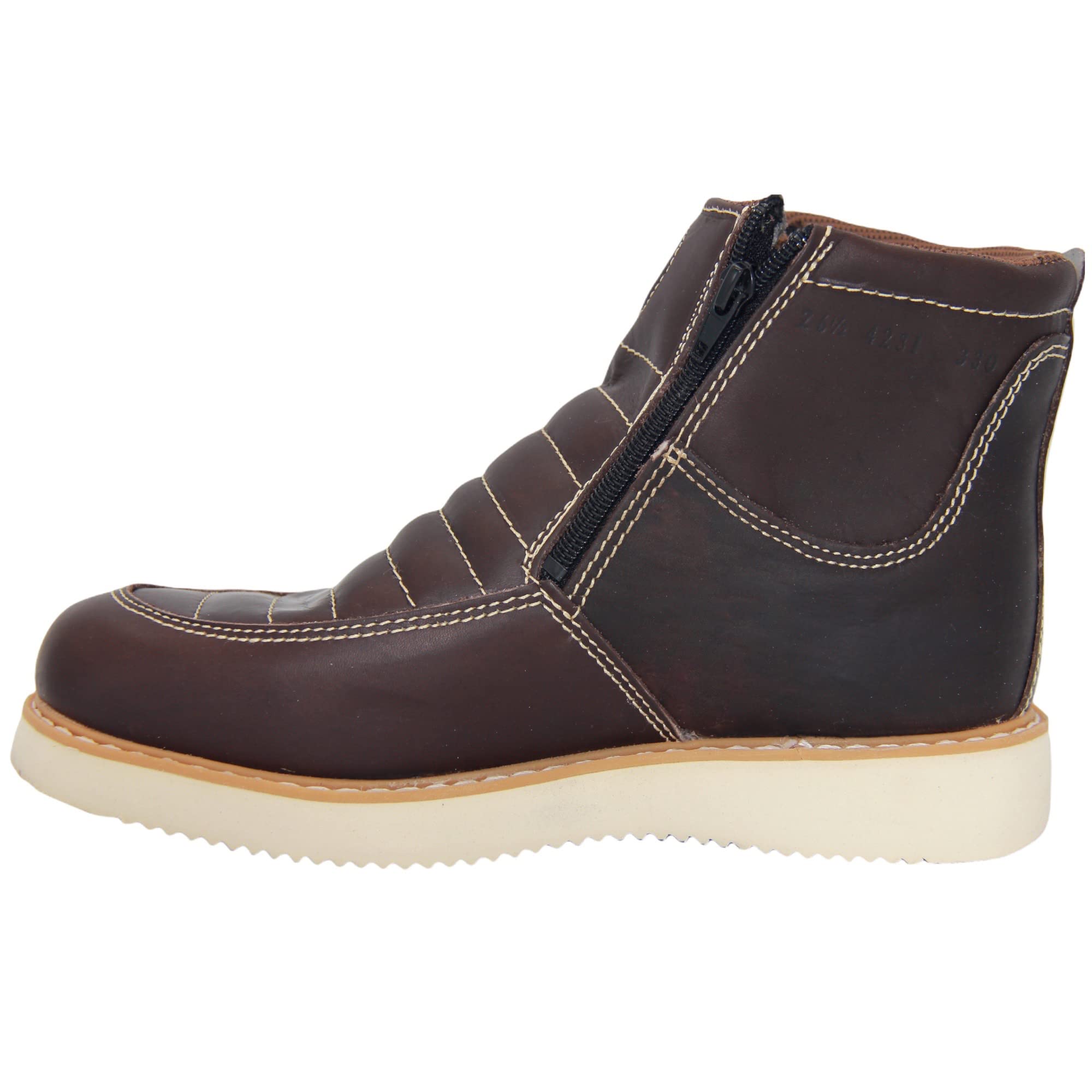 Men's Double Zipper Moc Leather Work Boot