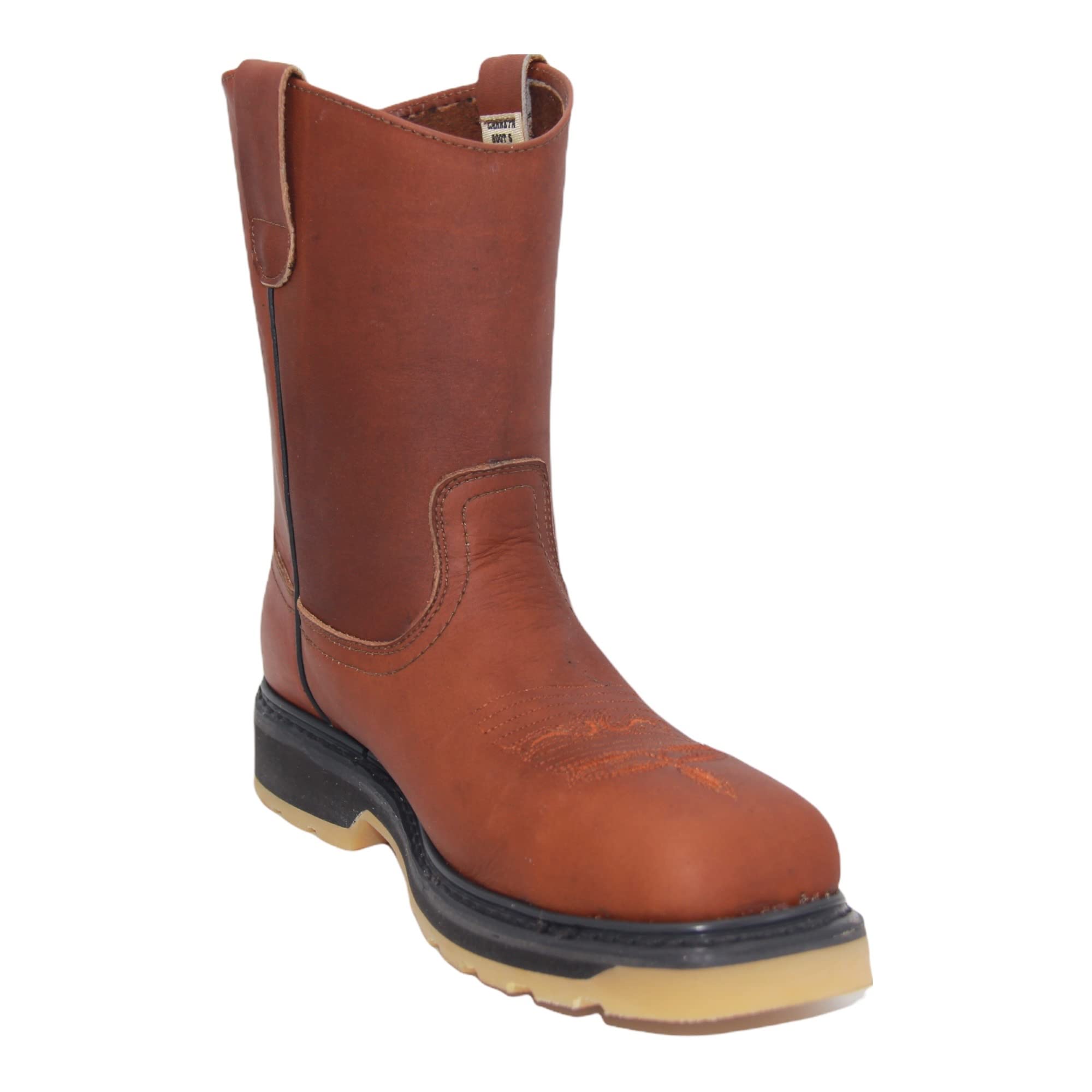 Men's 9" Pull On Steel Toe Leather Work Boot Double Density Sole