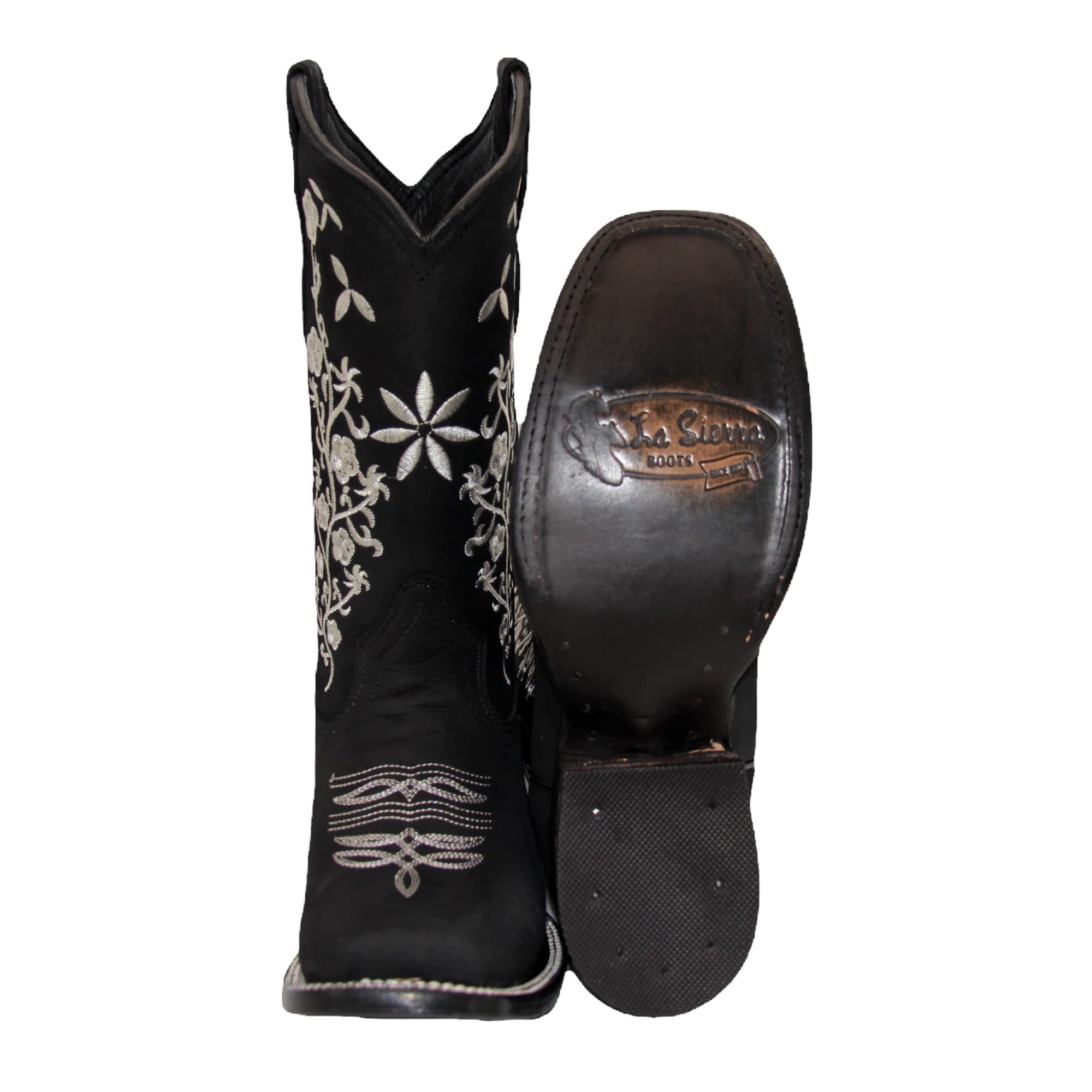 Women’s Cowgirl Cowboy Boot Floral Embroidered Square Toe Mid-Calf Western Boot