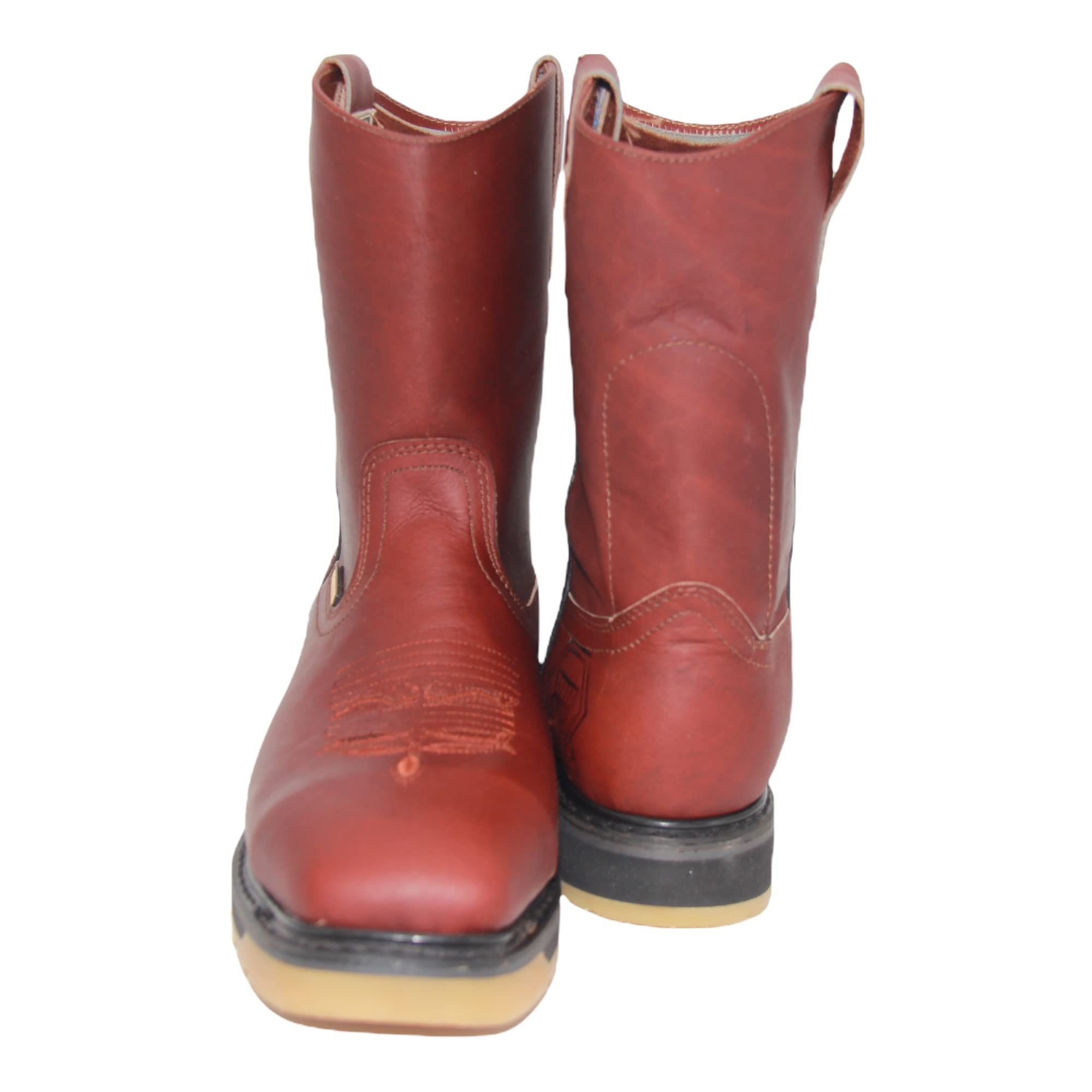 Men's 9" Pull On Steel Toe Leather Work Boot Double Density Sole