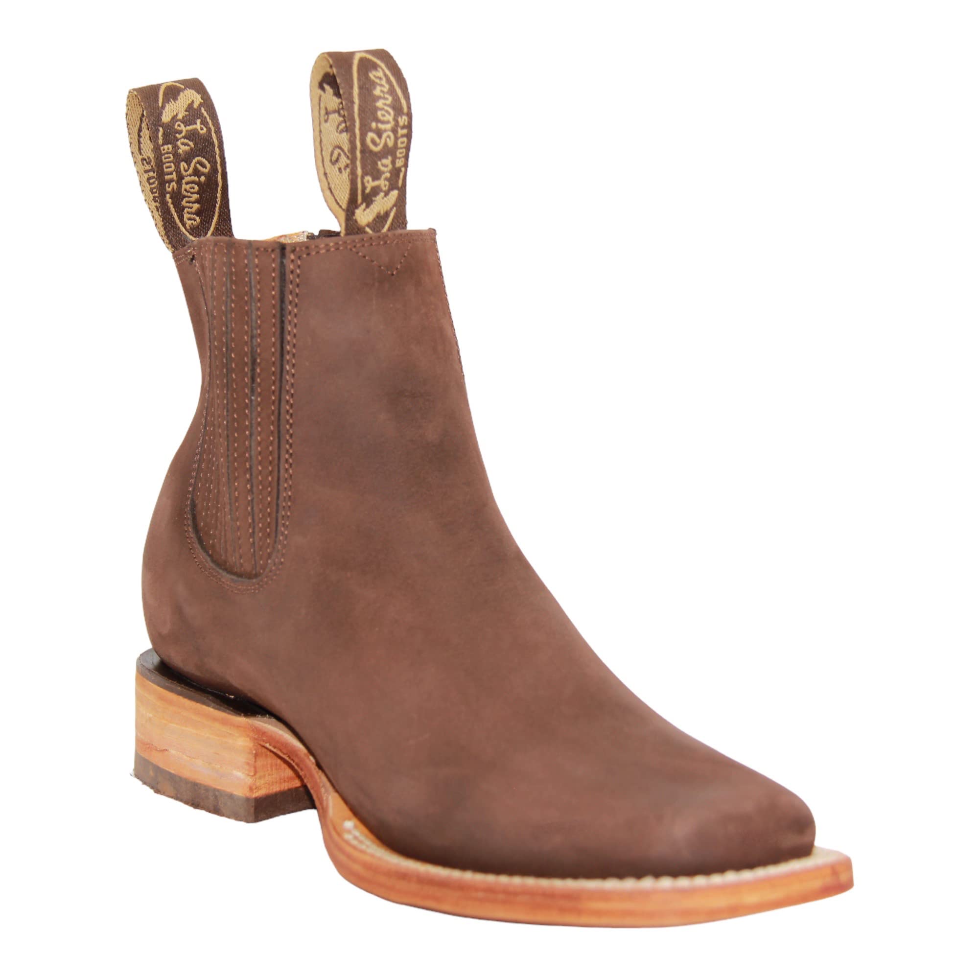 Women's Leather Short Ankle Cowboy Boots, Low Heel Western Bootie