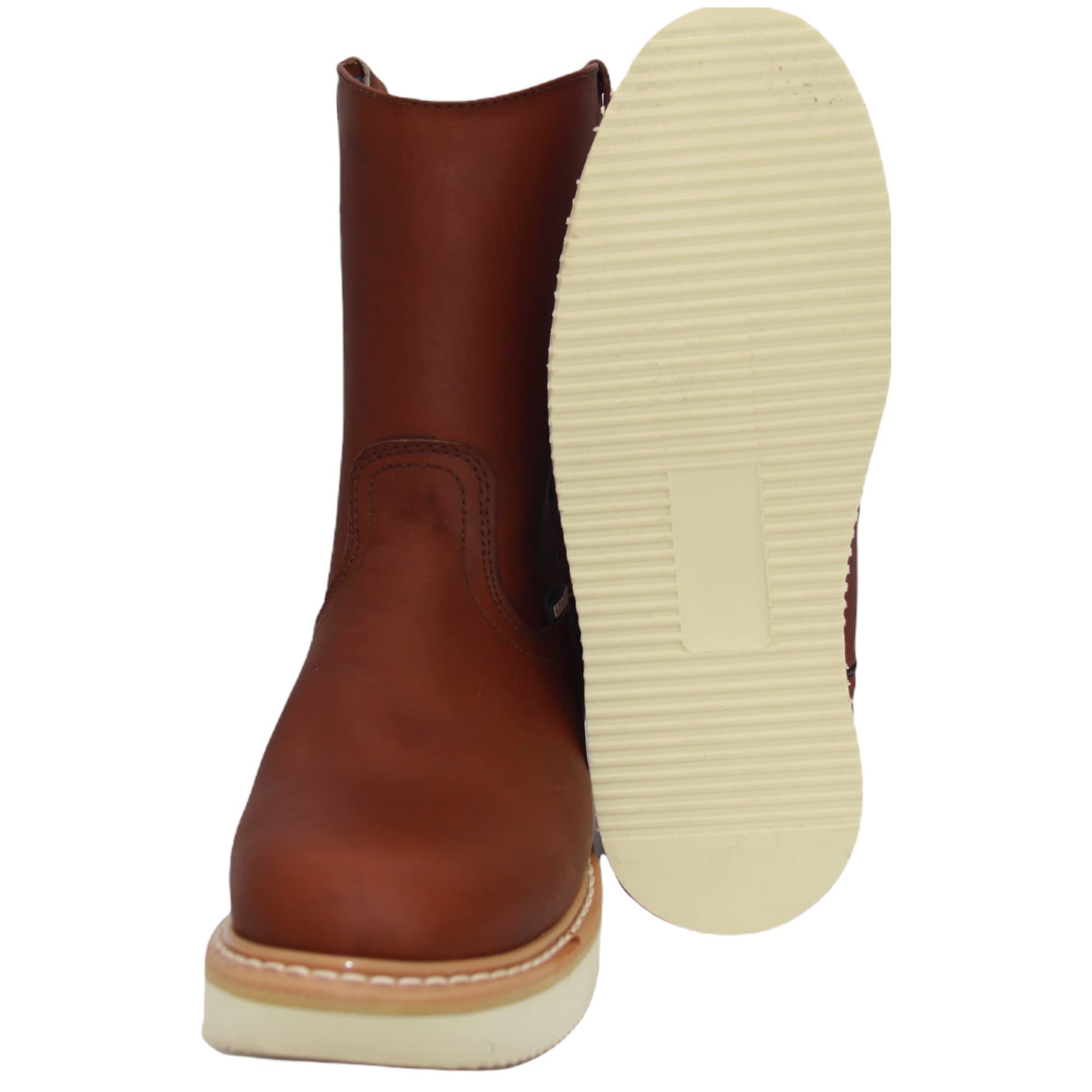 Men's Pull On Genuine Leather Brown 9” Work Boot