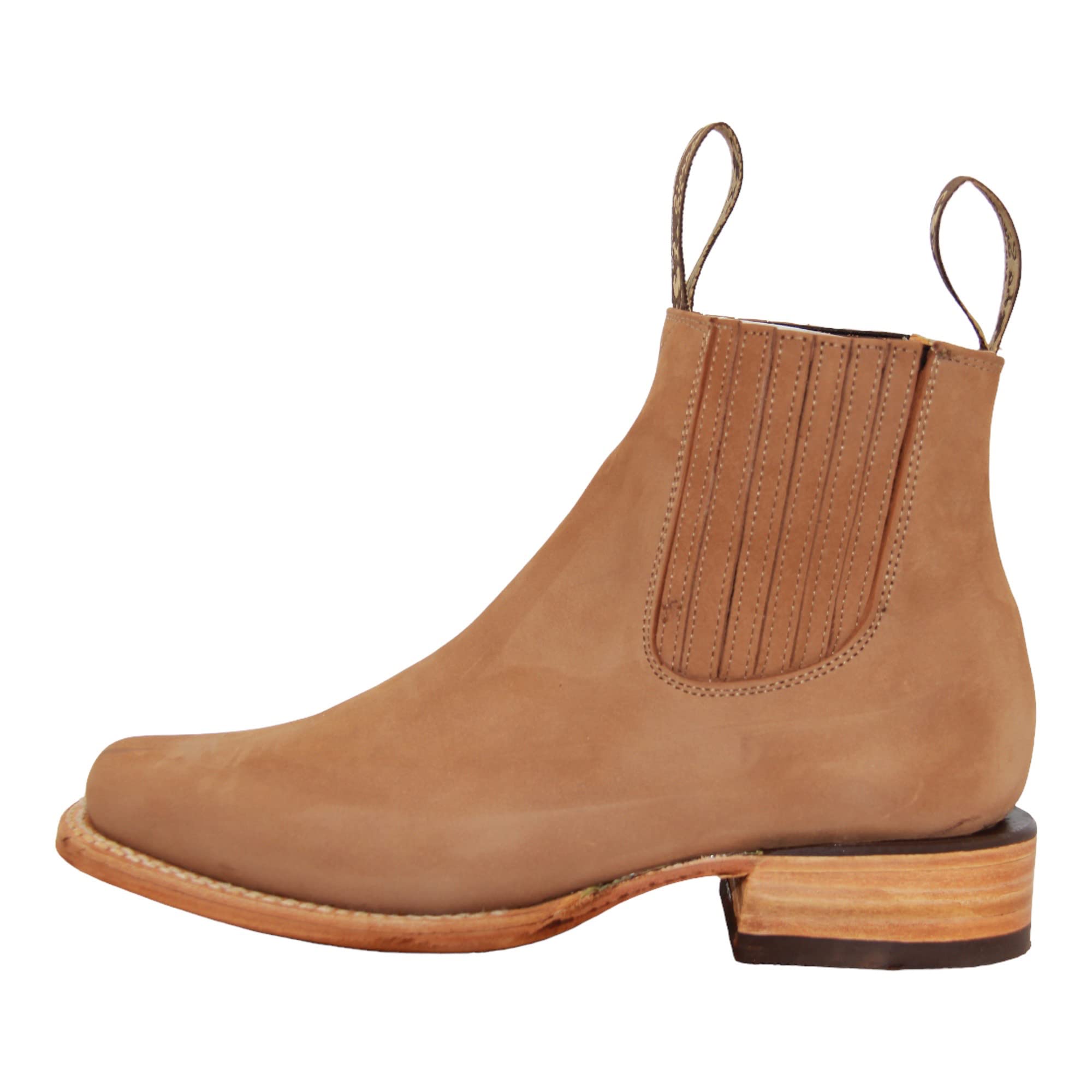 Women's Leather Short Ankle Cowboy Boots, Low Heel Western Bootie