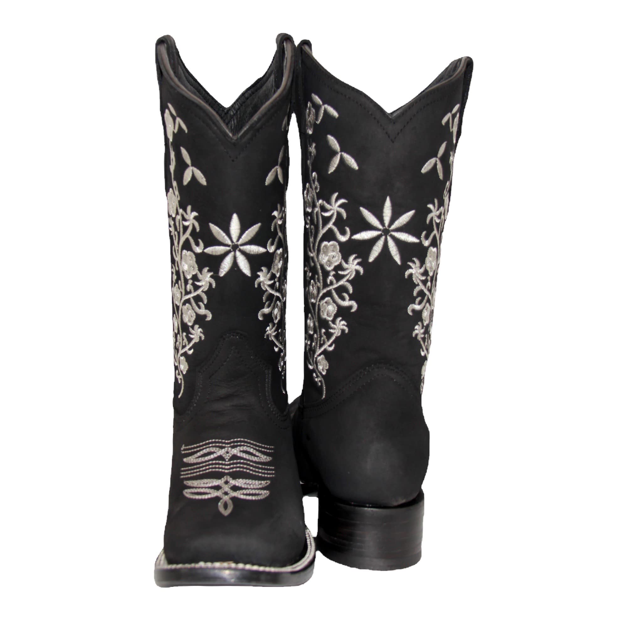 Women’s Cowgirl Cowboy Boot Floral Embroidered Square Toe Mid-Calf Western Boot