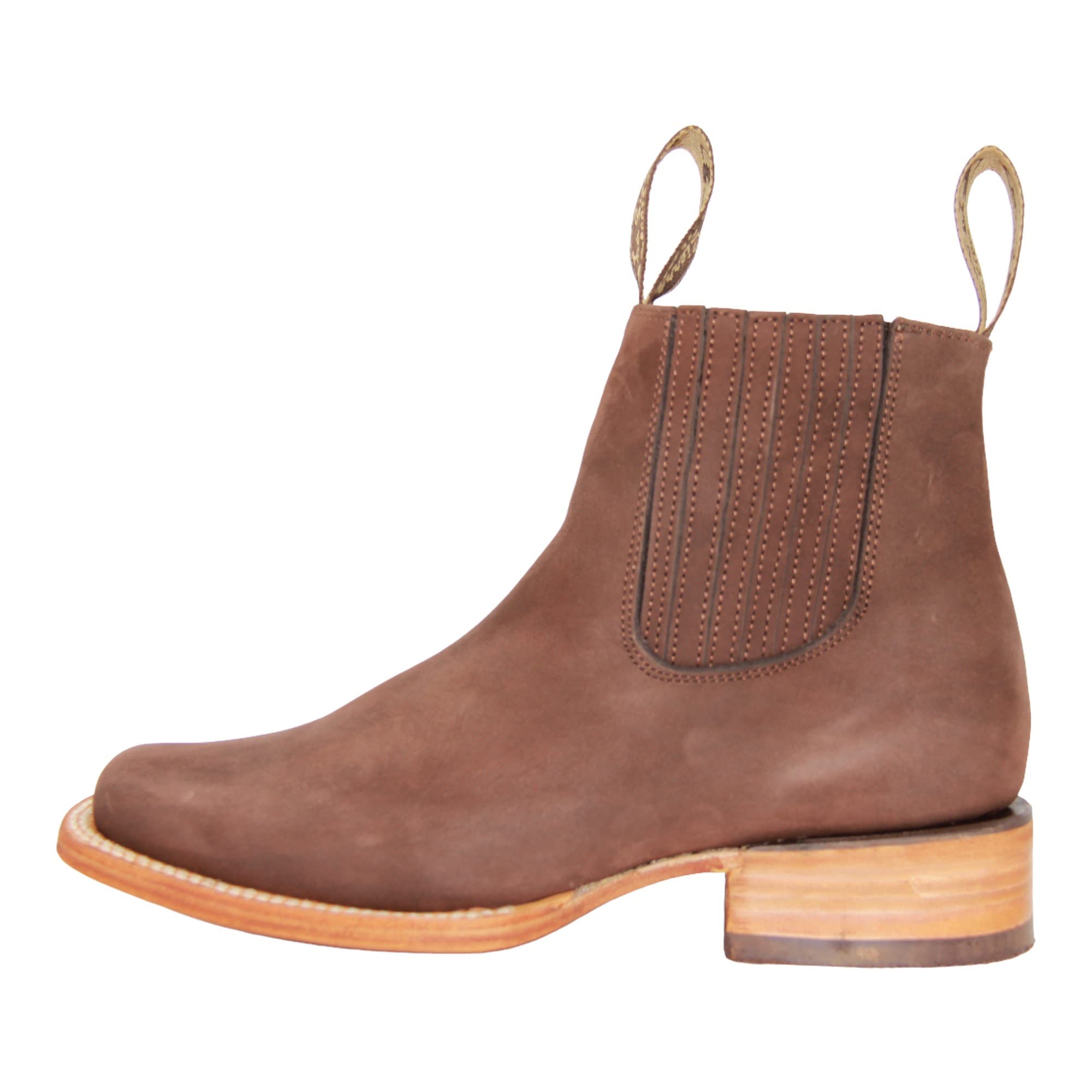 Women's Leather Short Ankle Cowboy Boots, Low Heel Western Bootie