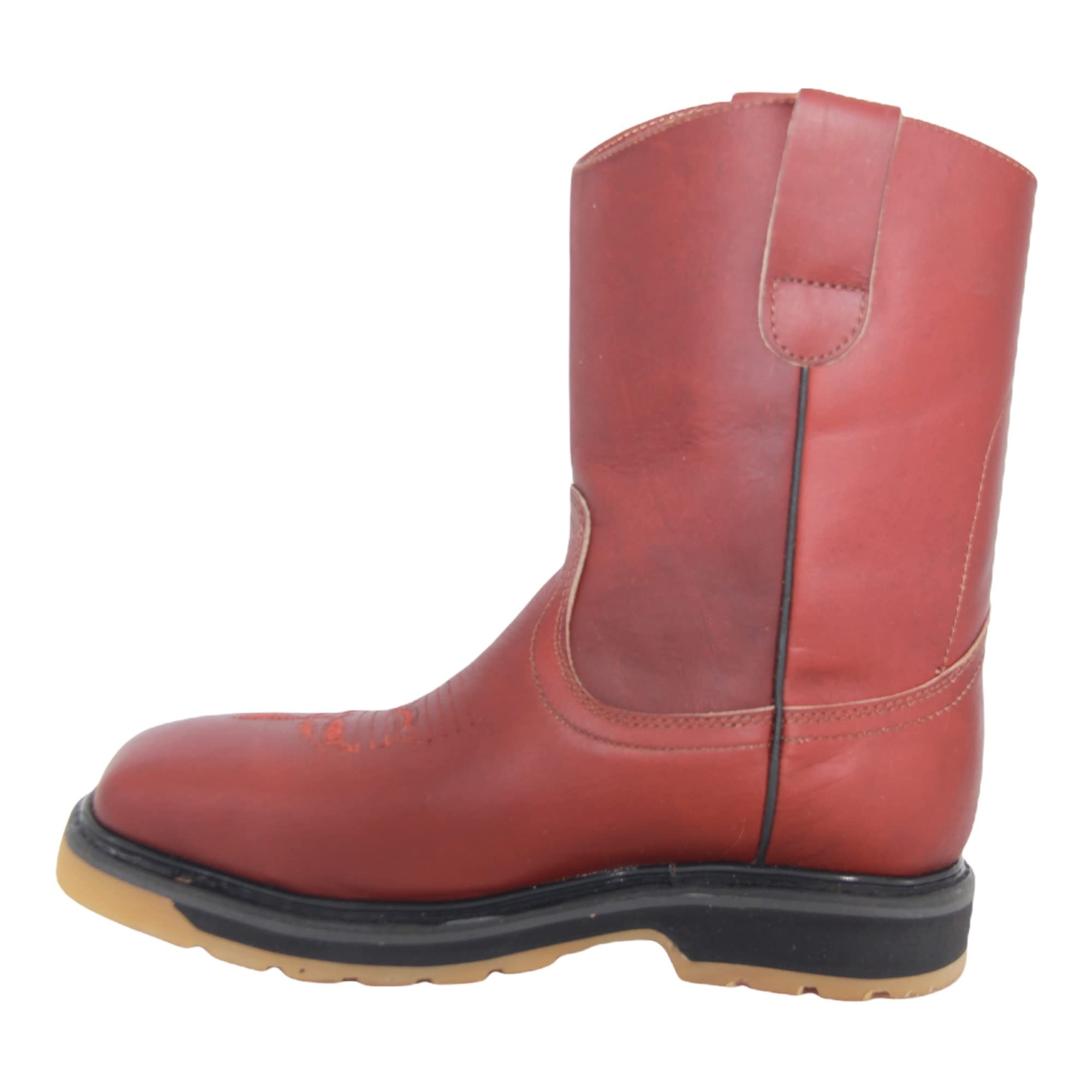 Men's 9" Pull On Steel Toe Leather Work Boot Double Density Sole