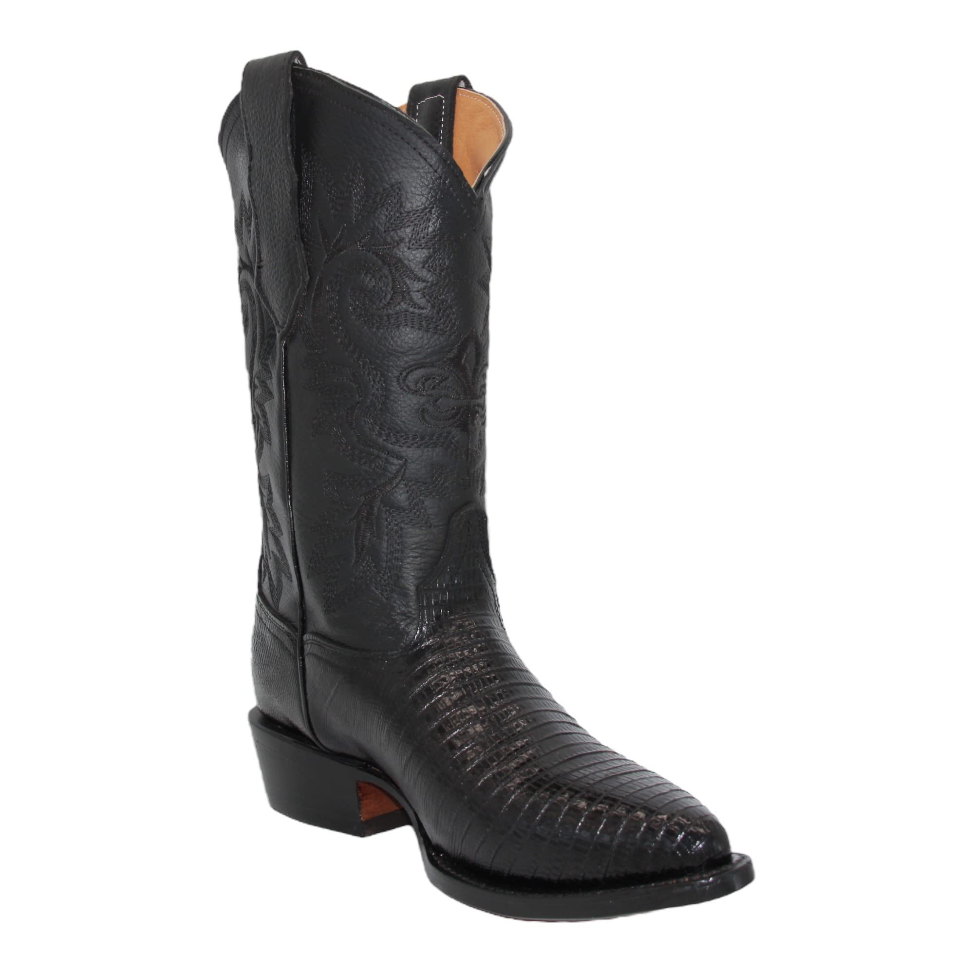 Texas Legacy Men's Brown Western Cowboy Boots - Lizard Print Snip Toe Leather