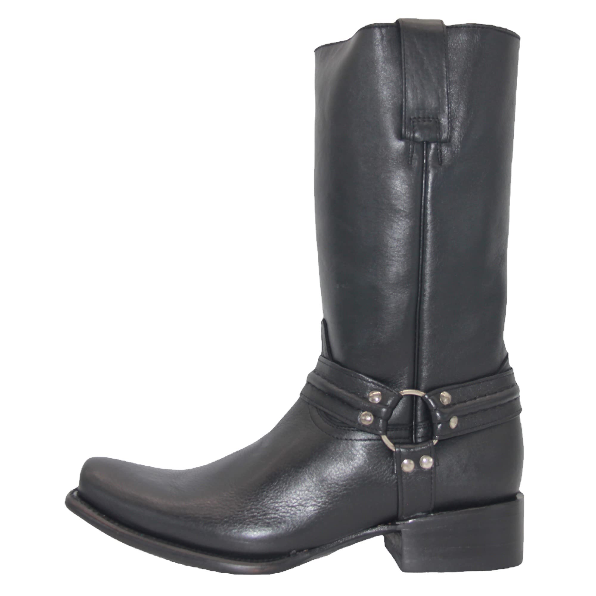 Men’s Genuine Leather 11Inch Square Toe Harness Motorcycle Boot