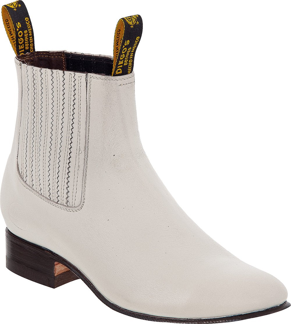 Men's Genuine Leather Classic Short Ankle Smooth Leather Cowboy Western Boot