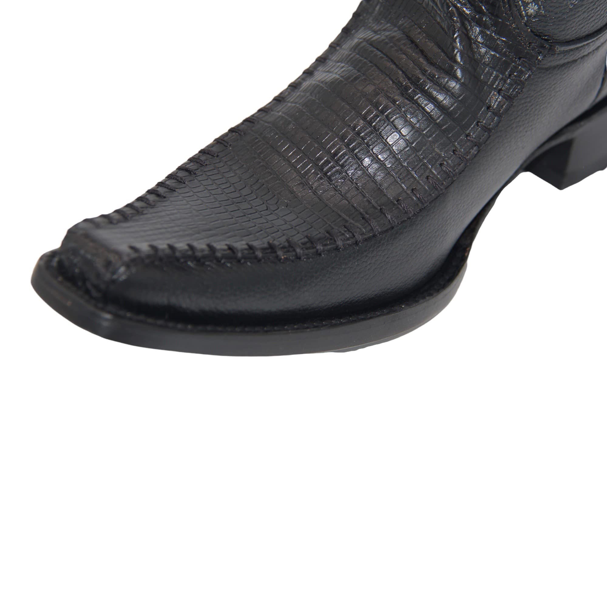 Men’s Genuine Leather Lizard Print Mid-Calf Dress Cowboy Boots -Black -Brown