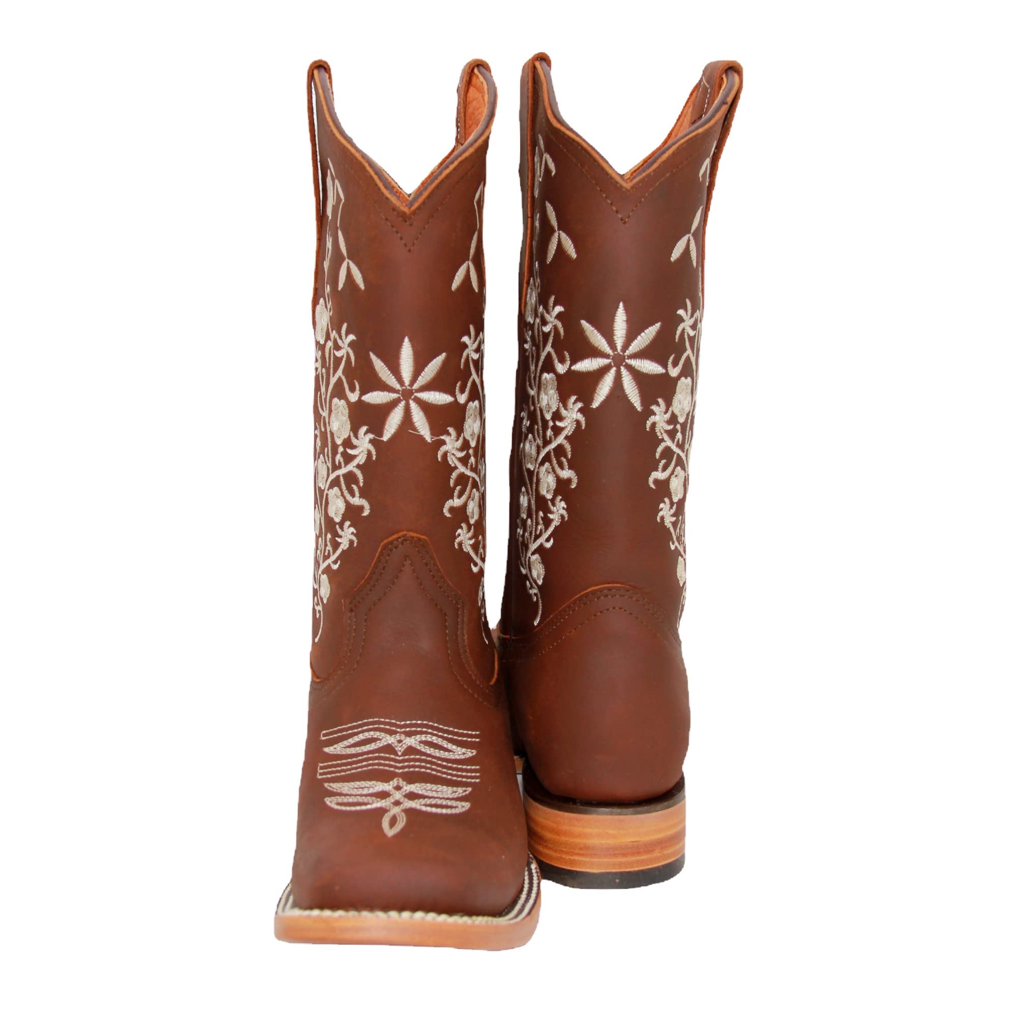Women’s Cowgirl Cowboy Boot Floral Embroidered Square Toe Mid-Calf Western Boot