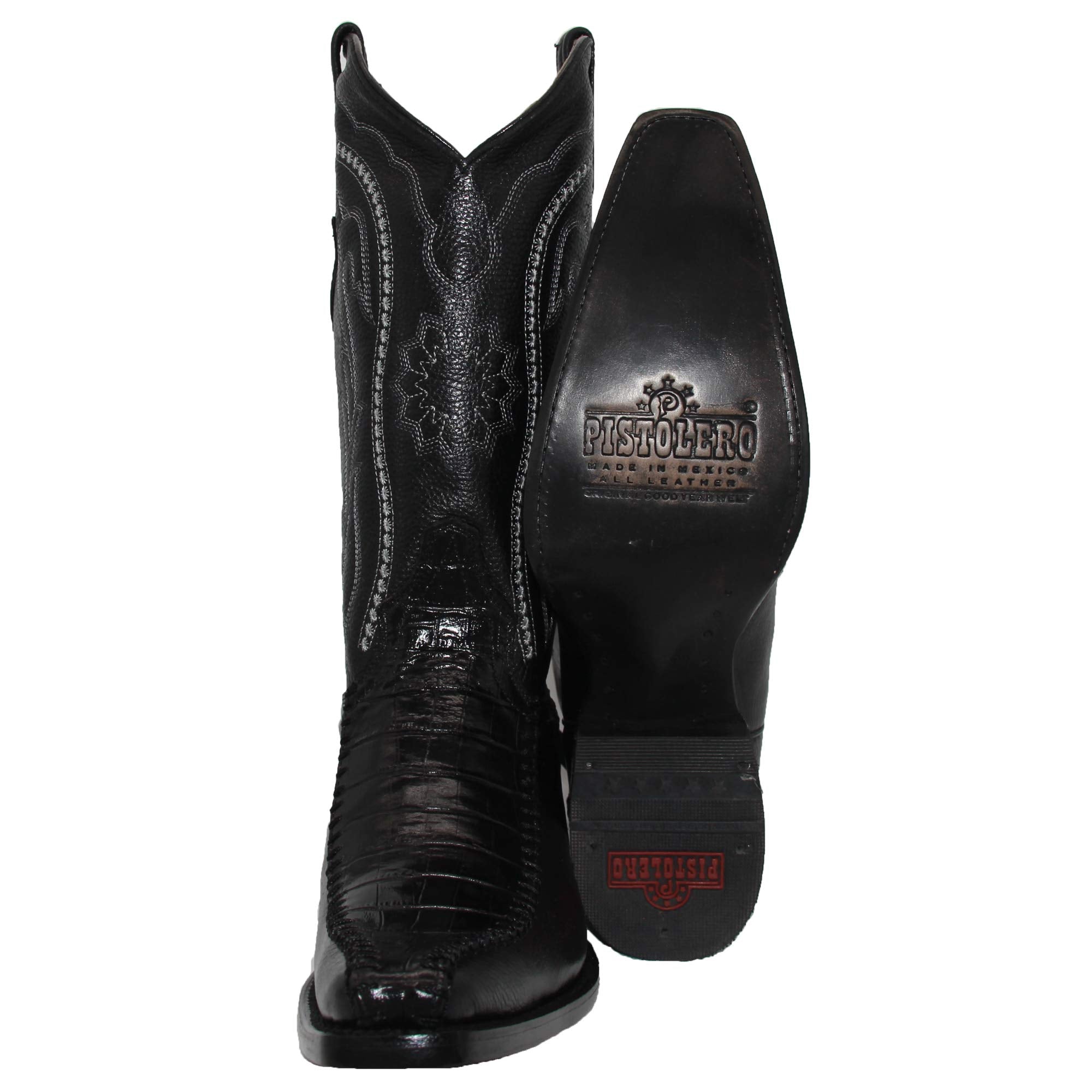 Men's Genuine Cowhide Leather Luxury Crocodile Alligator Print Cowboy Western Snip Toe Boot