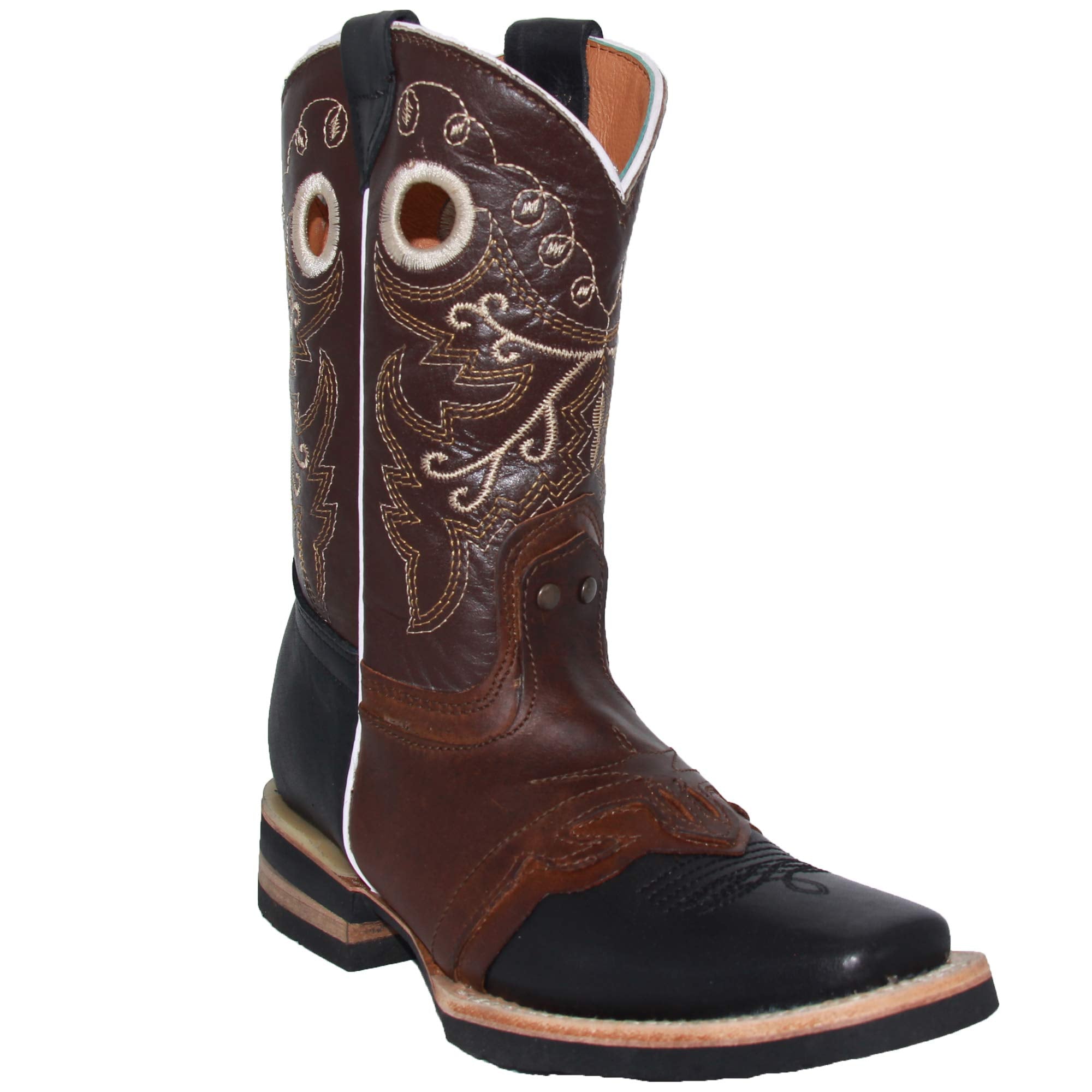 Kids Square Toe Studded Western Cowboy Boot