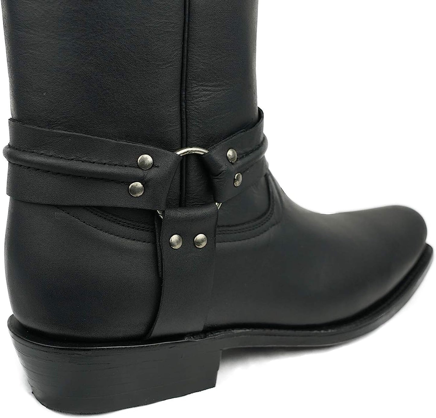 Men's Black Stone Classic Motorcycle Harness Leather Boot