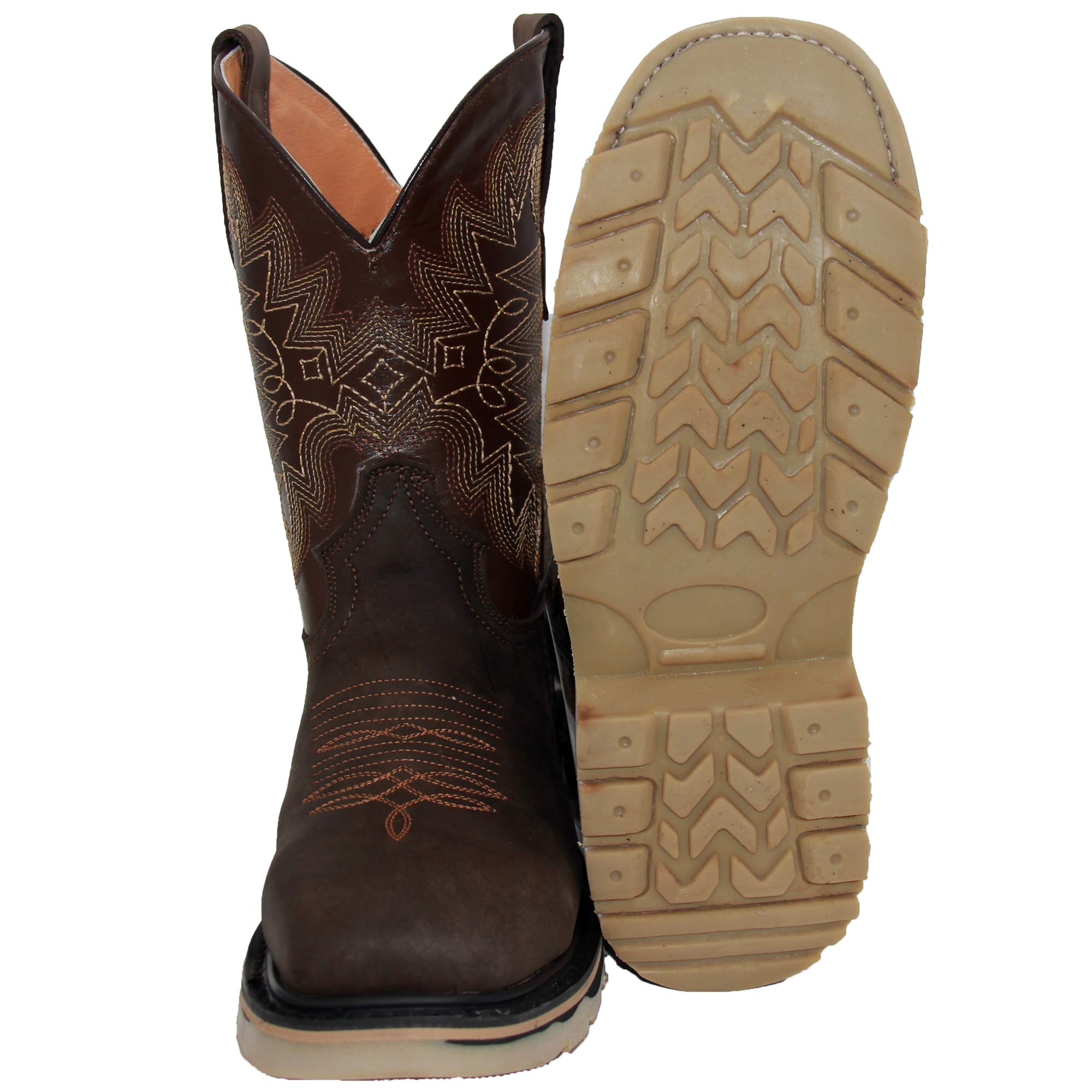 Men’s Leather Square Toe Steel Toe Western Work Boot