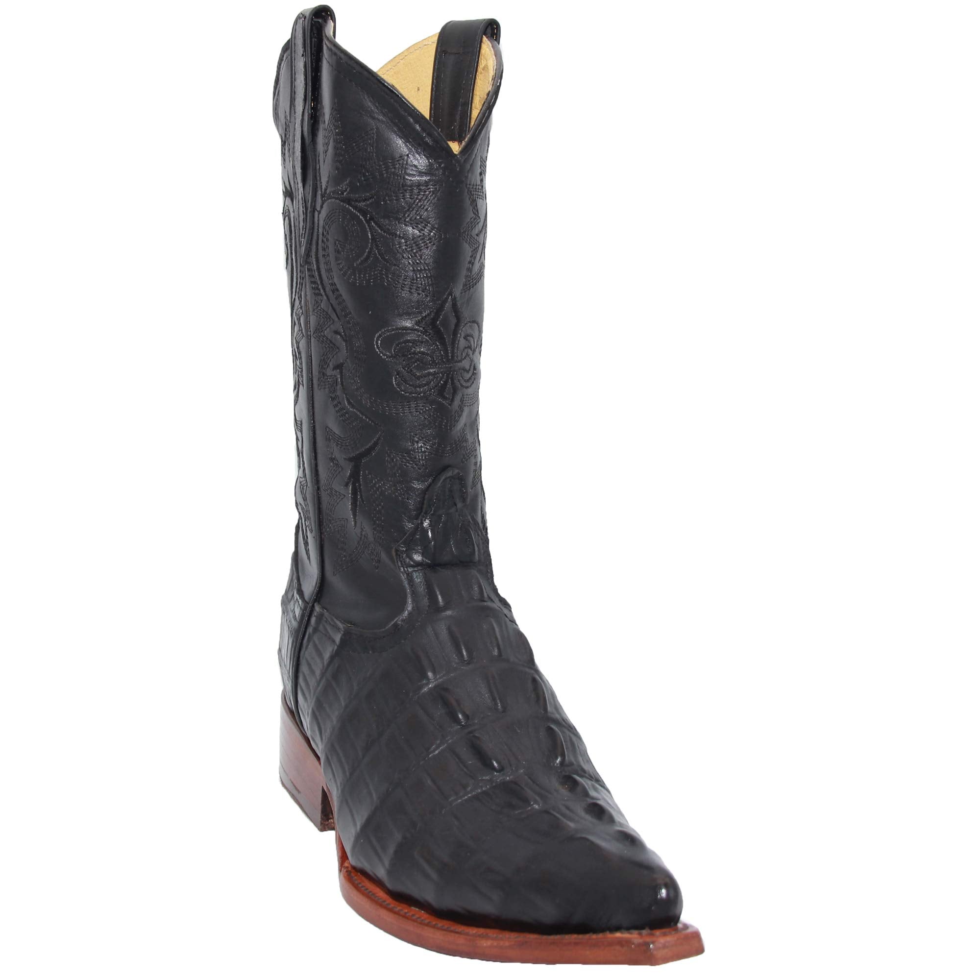 Luxury Men's Leather Crocodile Alligator Print Snip Toe Western Cowboy Boots