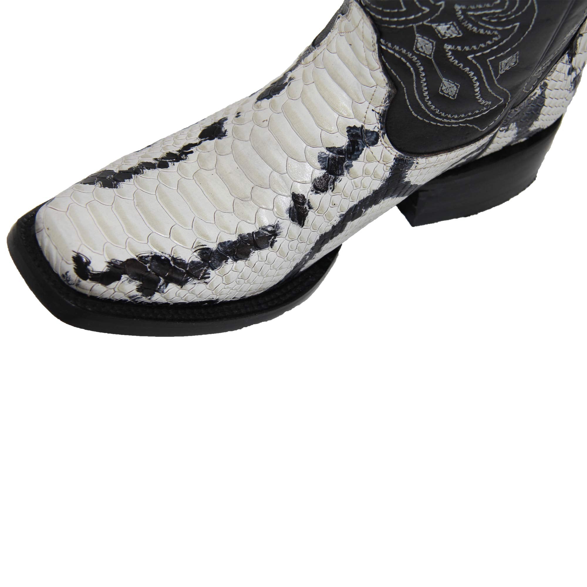Men's Genuine Leather Python Snake Print Square Toe Cowboy Boot
