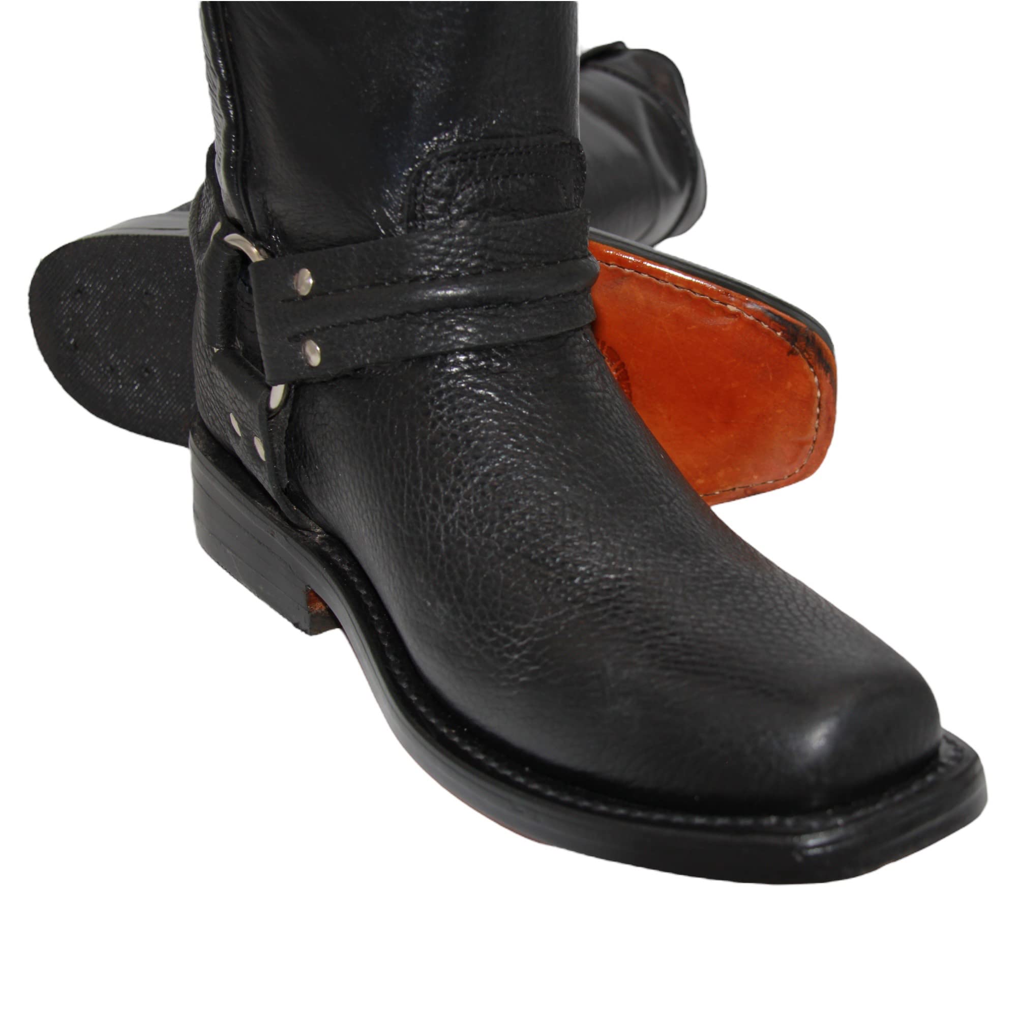 Men's Genuine Leather Harness Motorcycle Biker Boot