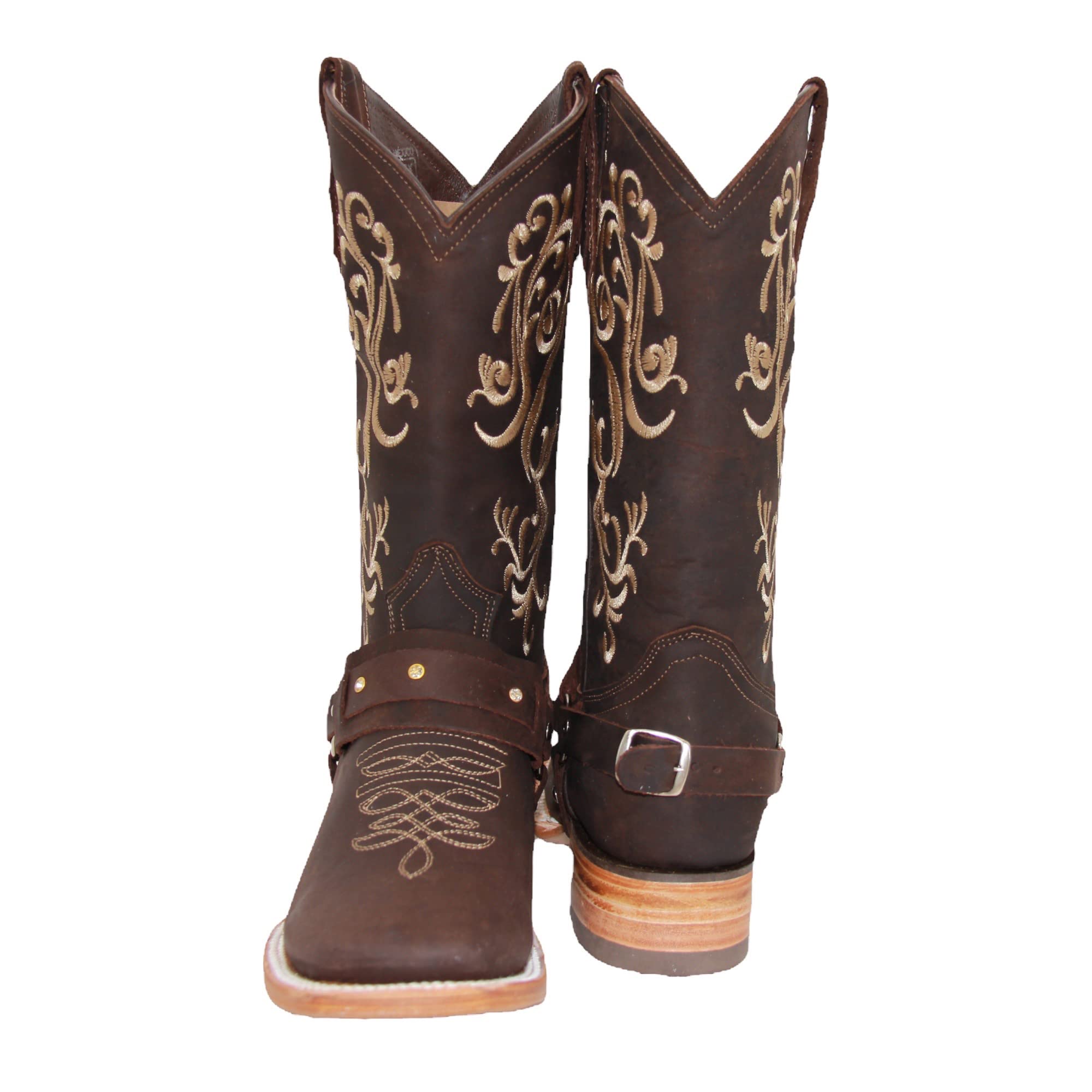 Women’s Floral Embroidered Harness Square Toe Cowgirl Boot