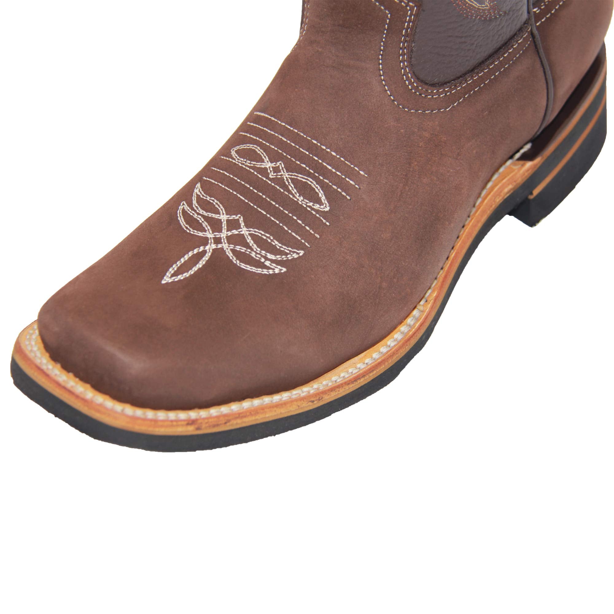 Men's Genuine Leather Western Boot Square Toe Rodeo Cowboy Boot