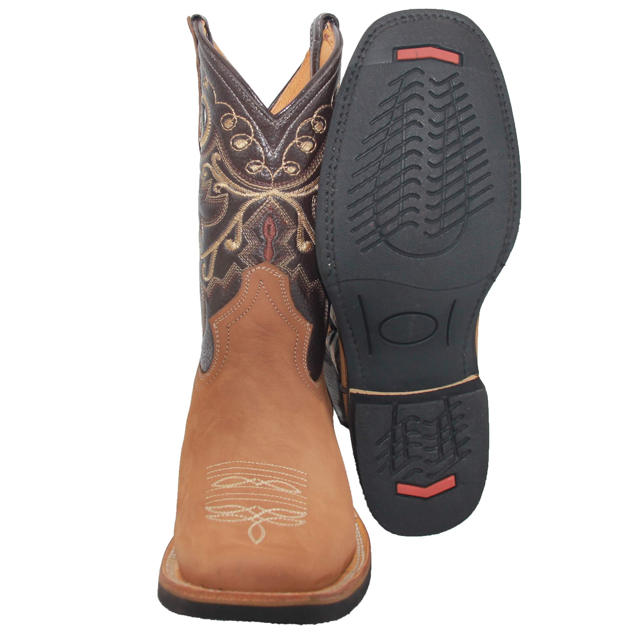 Men's Genuine Leather Western Boot Square Toe Rodeo Cowboy Boot