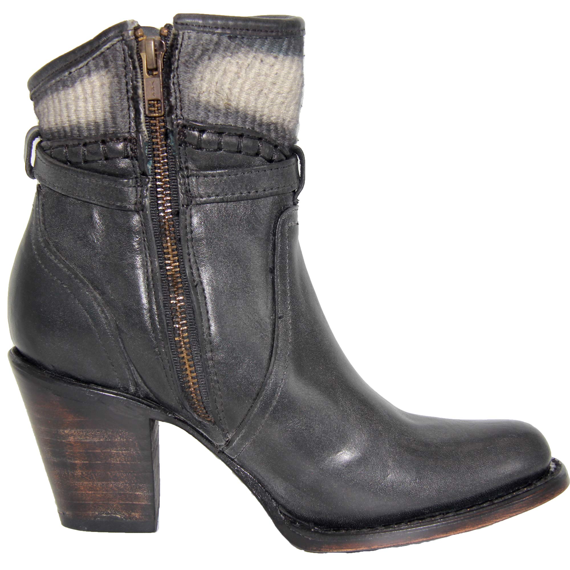 Womens Leather Western Cowboy Ankle Boot
