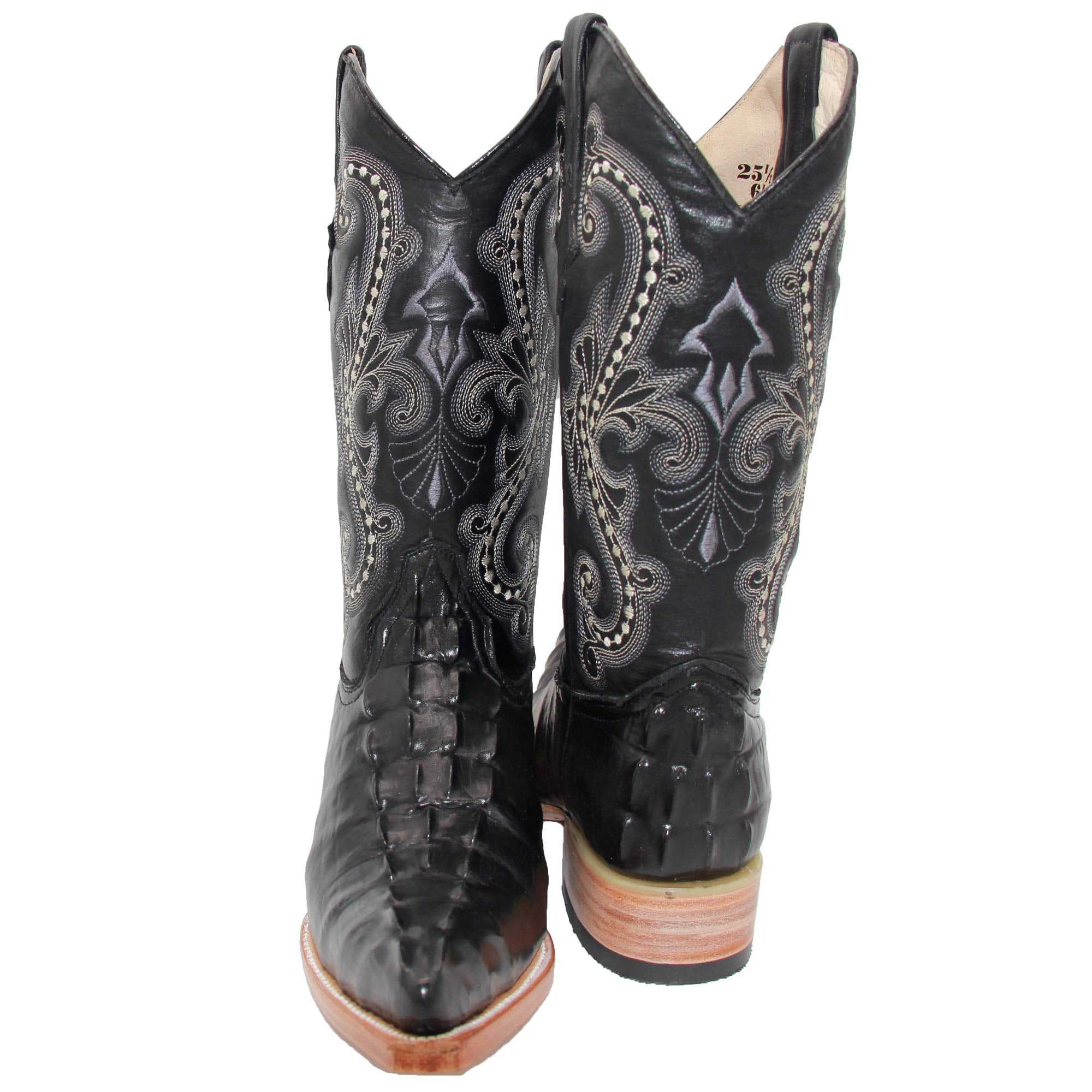 Men's Crocodile Alligator Print Leather Cowboy Western Boots Snip Toe