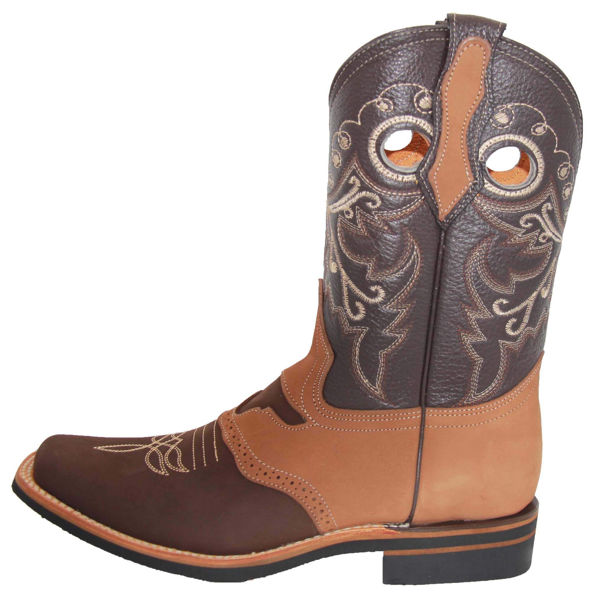 Men's Genuine Leather Western Boot Square Toe Rodeo Cowboy Boot