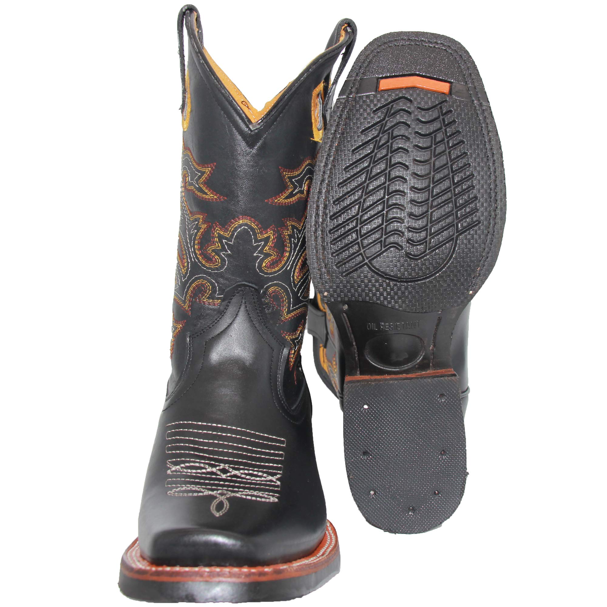 Men's Genuine Leather Square Toe Rodeo Cowboy Boot